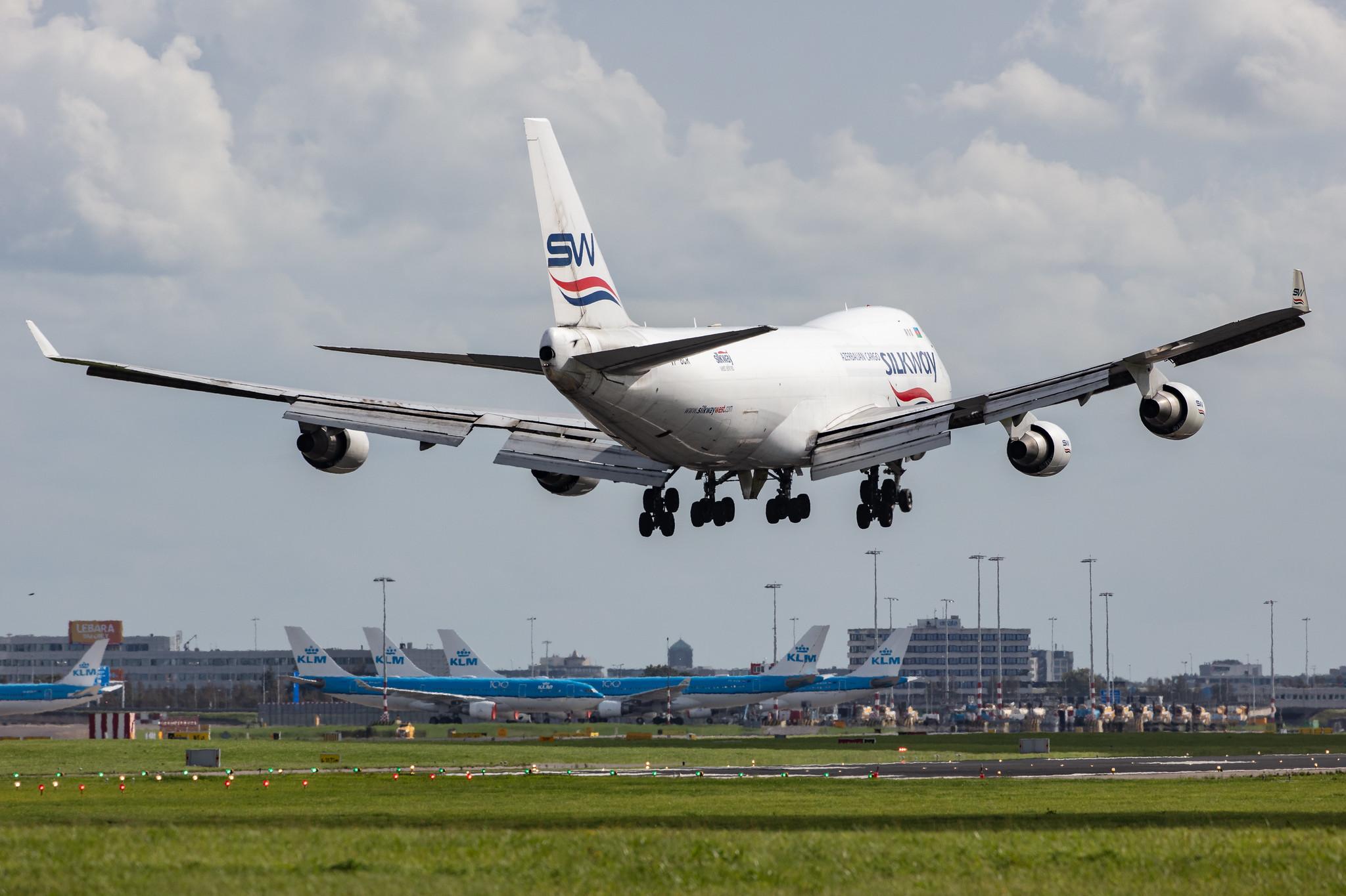 Amsterdam Airport Schiphol: Silk Way West Airlines (7L / AZG) |  Boeing 747-4H6(F) B744 | VP-BCR | MSN 28434
