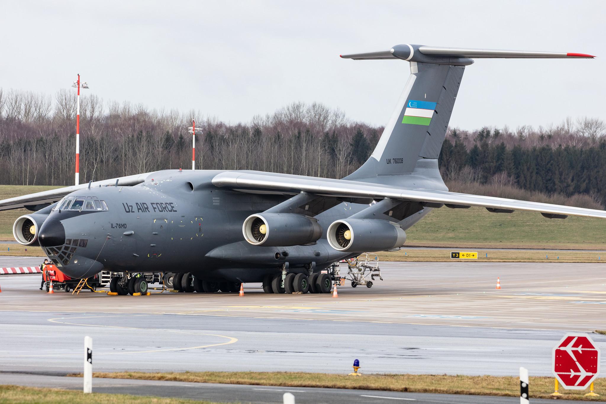 Hamburg Airport: Uzbekistan Air Force |  Ilyushin IL-76MD IL76 | UK-76008 | MSN 1063423800