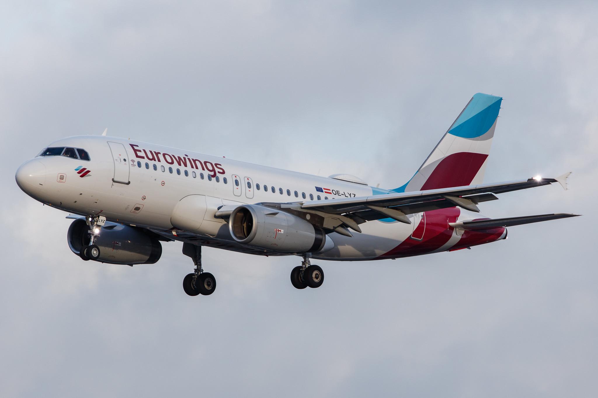 Hamburg Airport: Eurowings (EW / EWG) | Operator: Eurowings Europe |  Airbus A319-132 A319 | OE-LYZ | MSN 4227