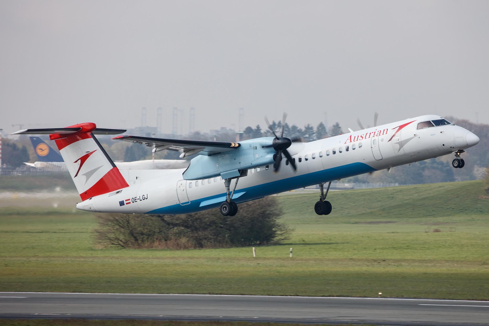 Hamburg Airport: Austrian Airlines (OS / AUA) |  De Havilland Canada Dash 8-400 DH8D | OE-LGJ | MSN 4104
