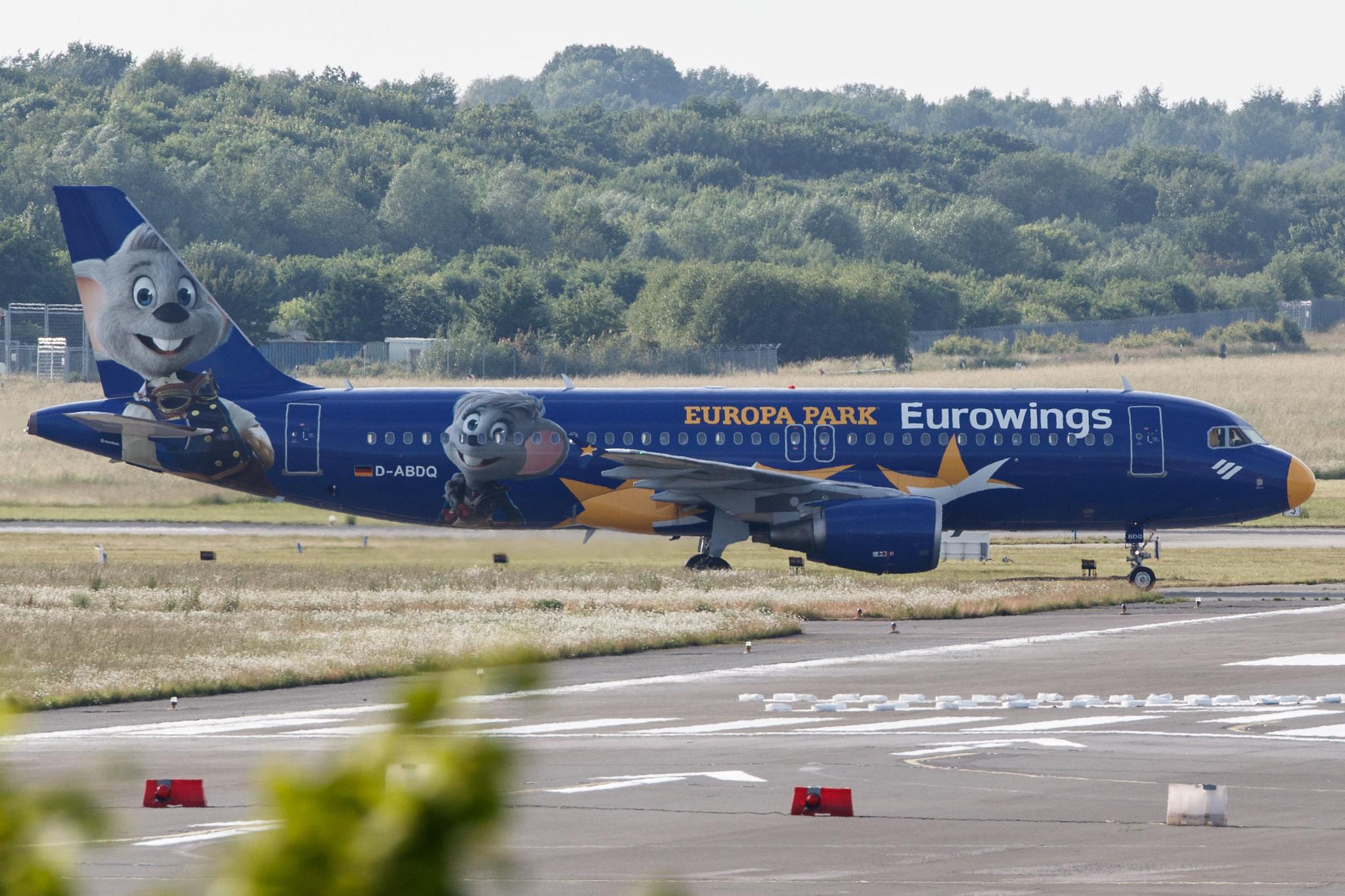 Hamburg Airport: Eurowings (EW / EWG) |  Livery: Europa Park Livery |  Airbus A320-214 A320 | D-ABDQ | MSN 3121