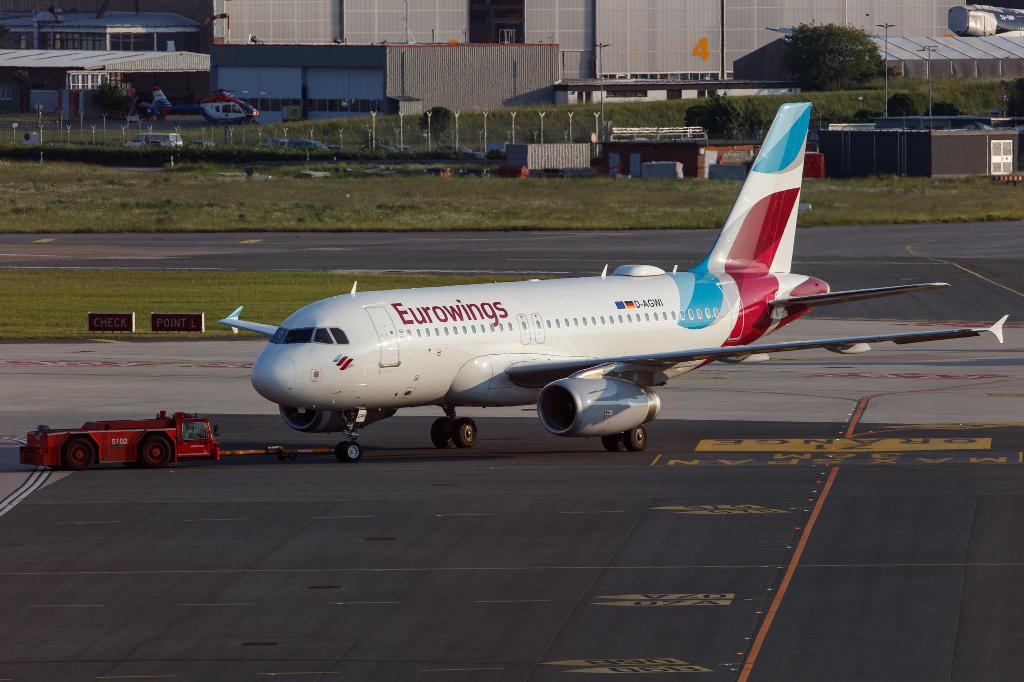 Hamburg Airport: Eurowings (EW / EWG) |  Airbus A319-132 A319 | D-AGWI | MSN 3358