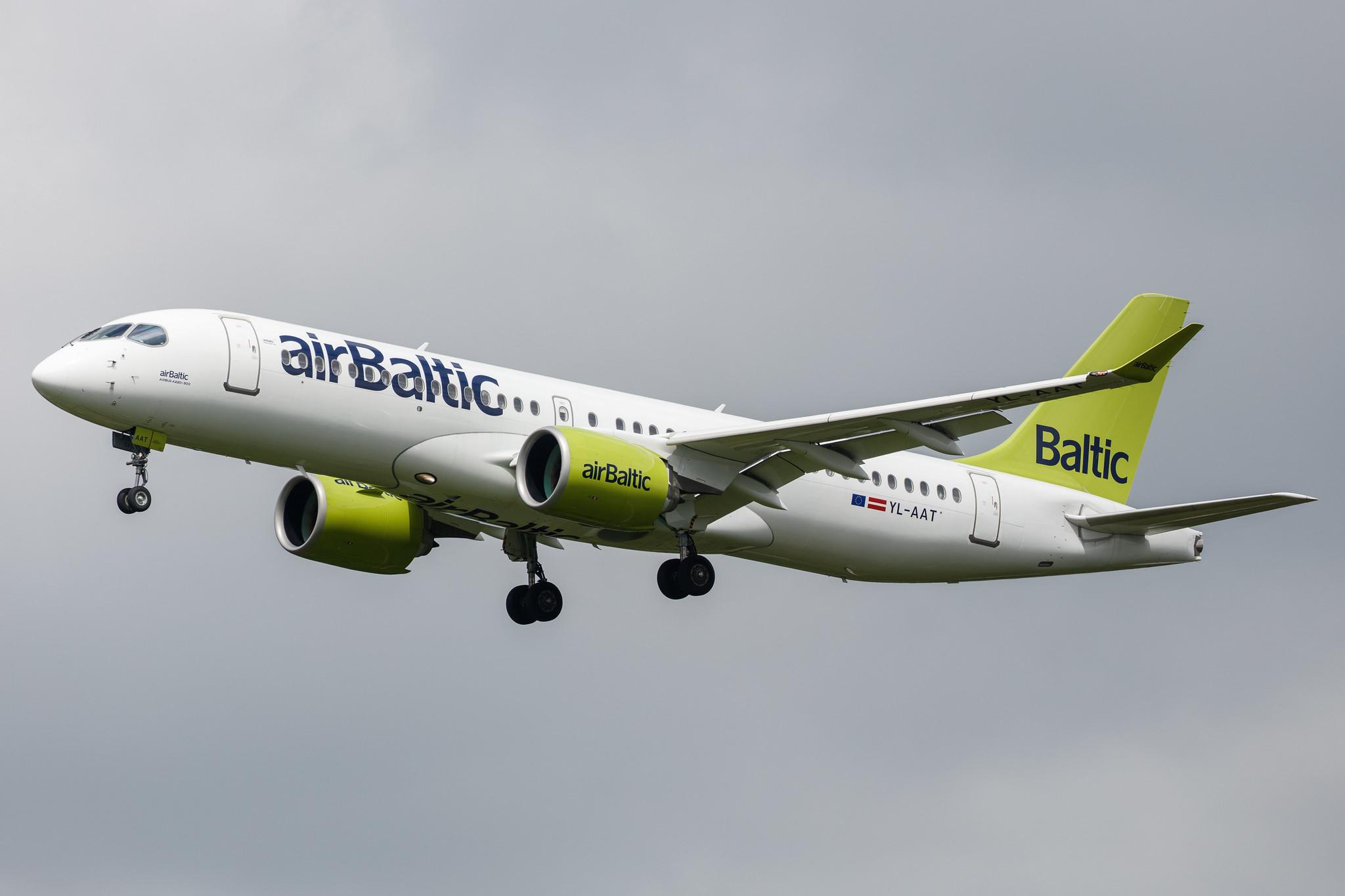 Hamburg Airport: Air Baltic (BT / BTI) |  Airbus A220-300 BCS3 | YL-AAT | MSN 55055