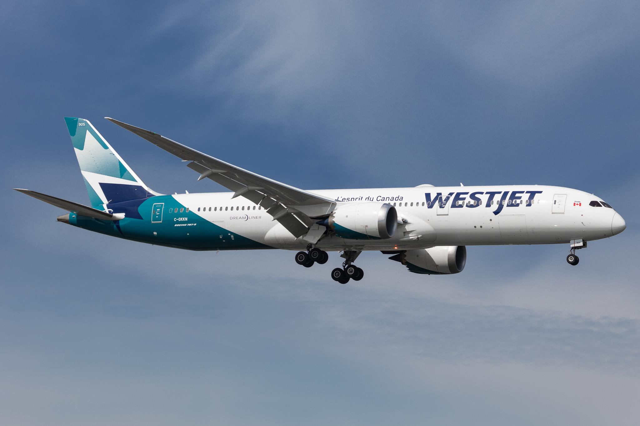 Amsterdam Schiphol: WestJet (WS / WJA) |  Boeing 787-9 Dreamliner B789 | C-GKKN | MSN 64977