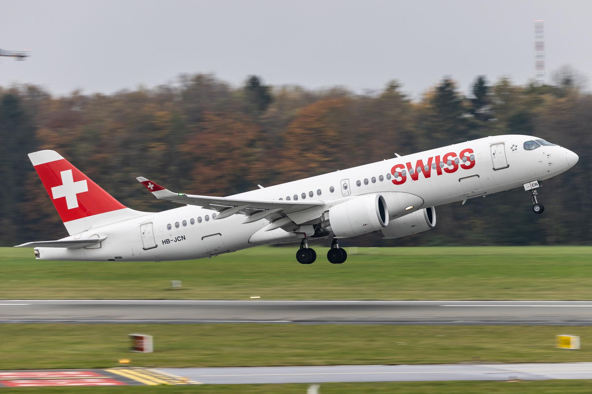 Hamburg Airport: Swiss (LX / SWR) |  Airbus A220-300 BCS3 | HB-JCN | MSN 55032