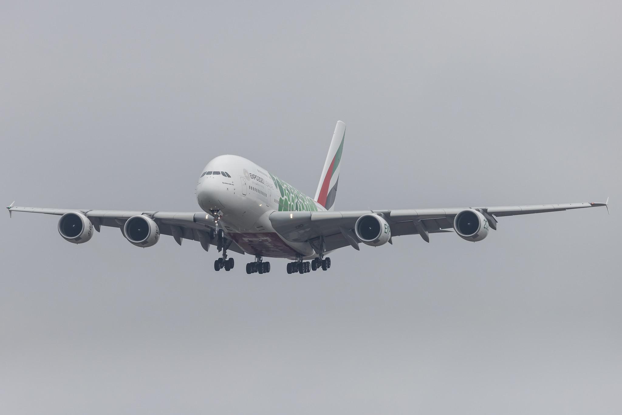 Hamburg Airport: Emirates (EK / UAE) |  Livery: Expo 2020 - Sustainability Livery |  Airbus A380-861 A388 | A6-EOW | MSN 207