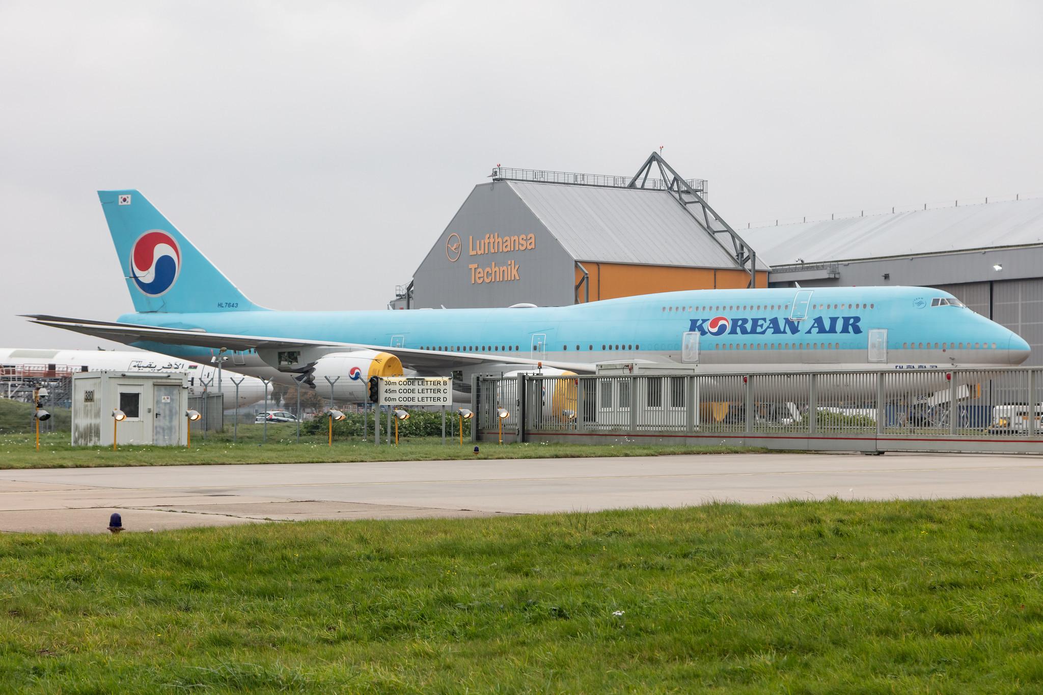 Hamburg Airport: Korean Air (KE / KAL) |  Boeing 747-8B5 B748 | HL7643 | MSN 60410