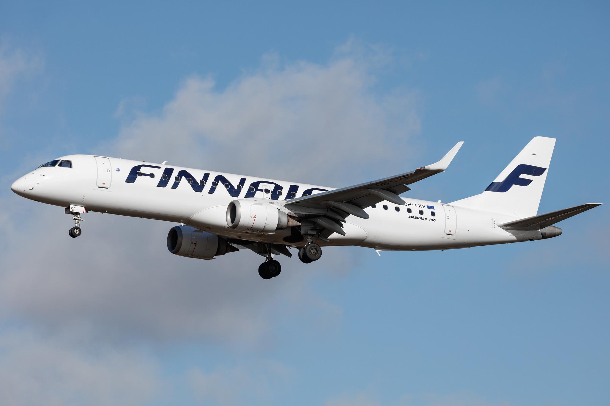Hamburg Airport: Finnair (AY / FIN) | Operator: NORRA |  Embraer E190LR E190 | OH-LKF | MSN 19000066