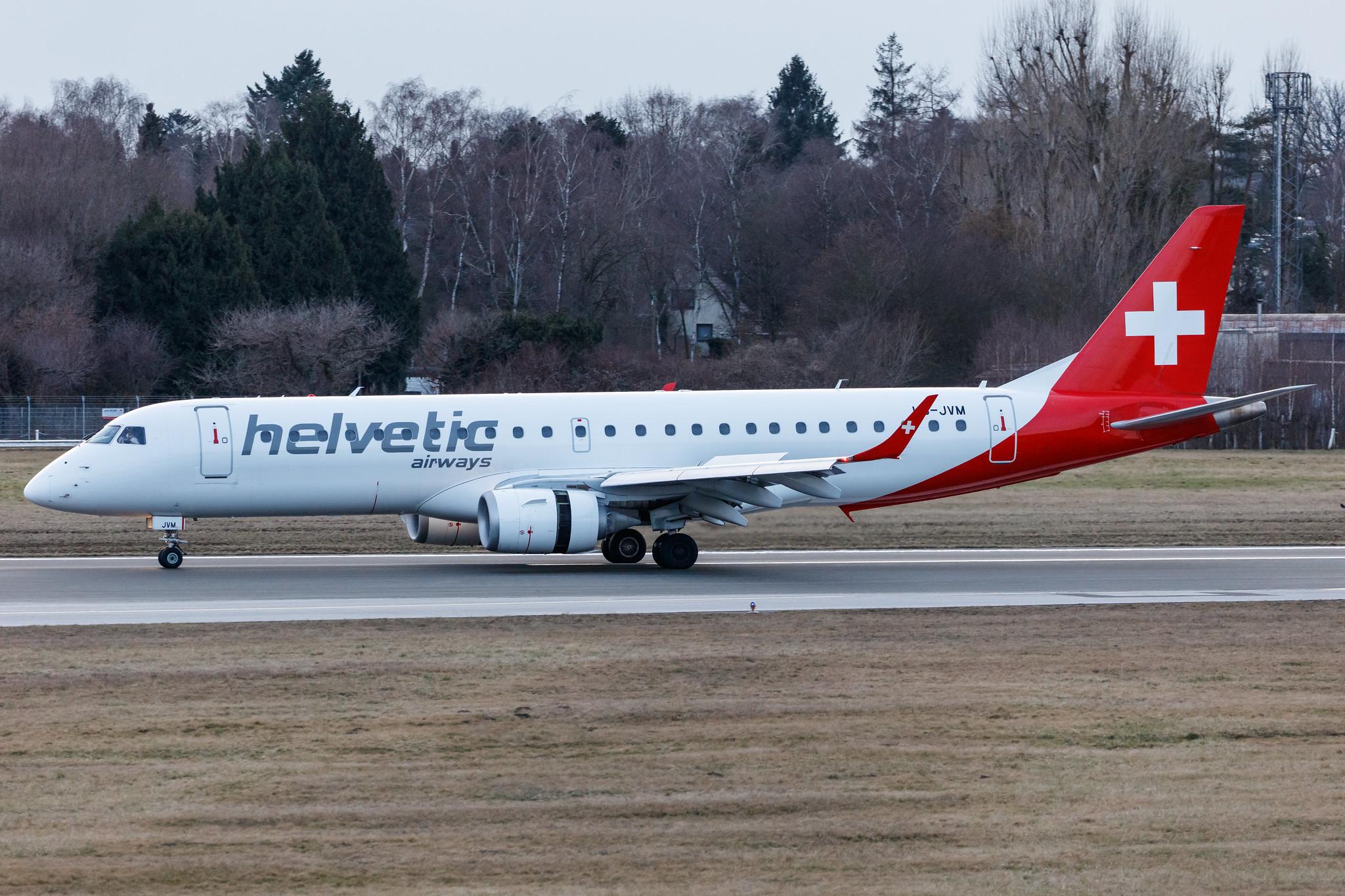 Hamburg Airport: Helvetic Airways (2L / OAW) |  Embraer E190LR E190 | HB-JVM | MSN 19000349