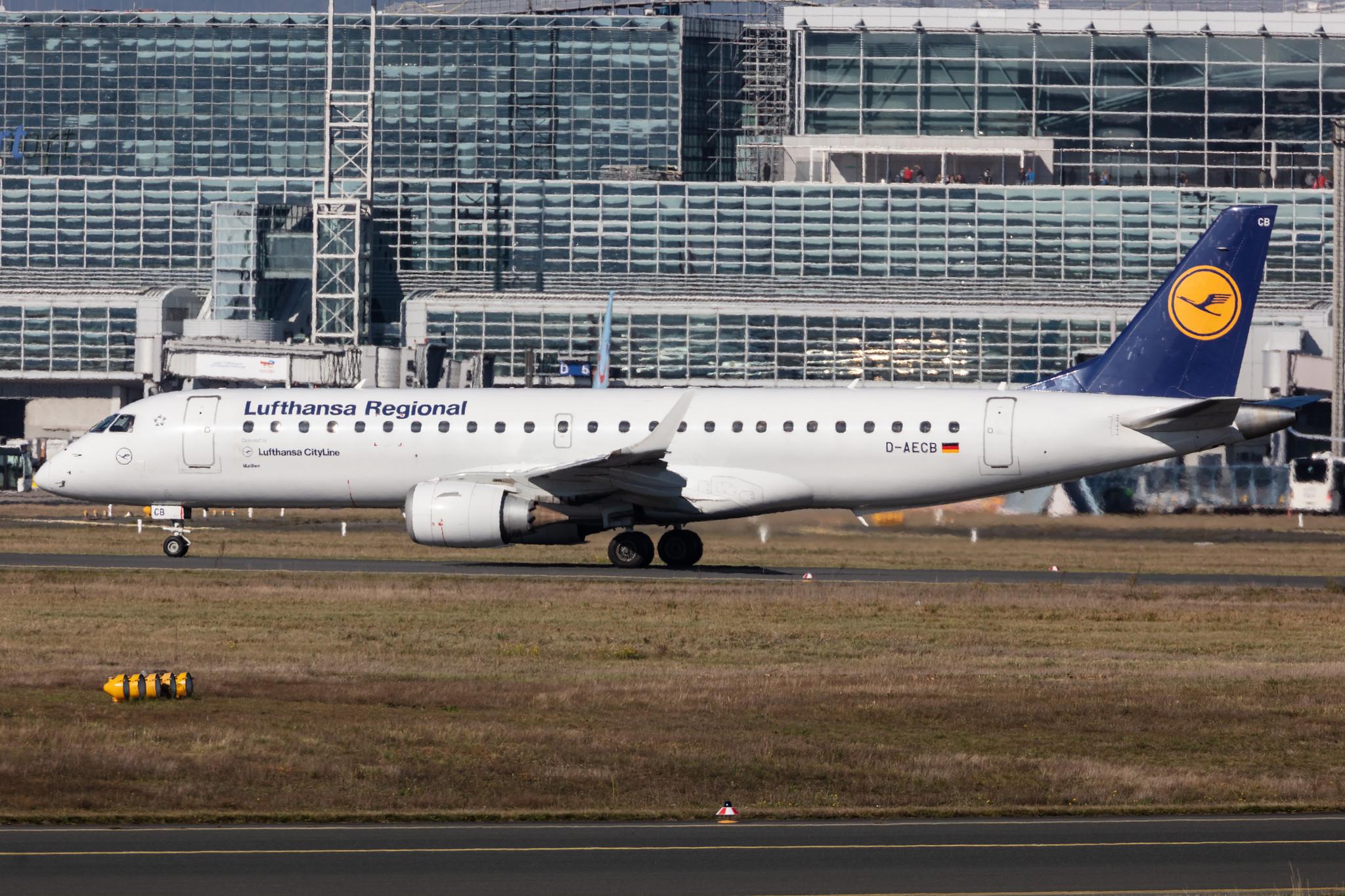 Frankfurt Airport: Lufthansa (LH / DLH) | Operator: Lufthansa CityLine |  Embraer E190LR E190 | D-AECB | MSN 19000332