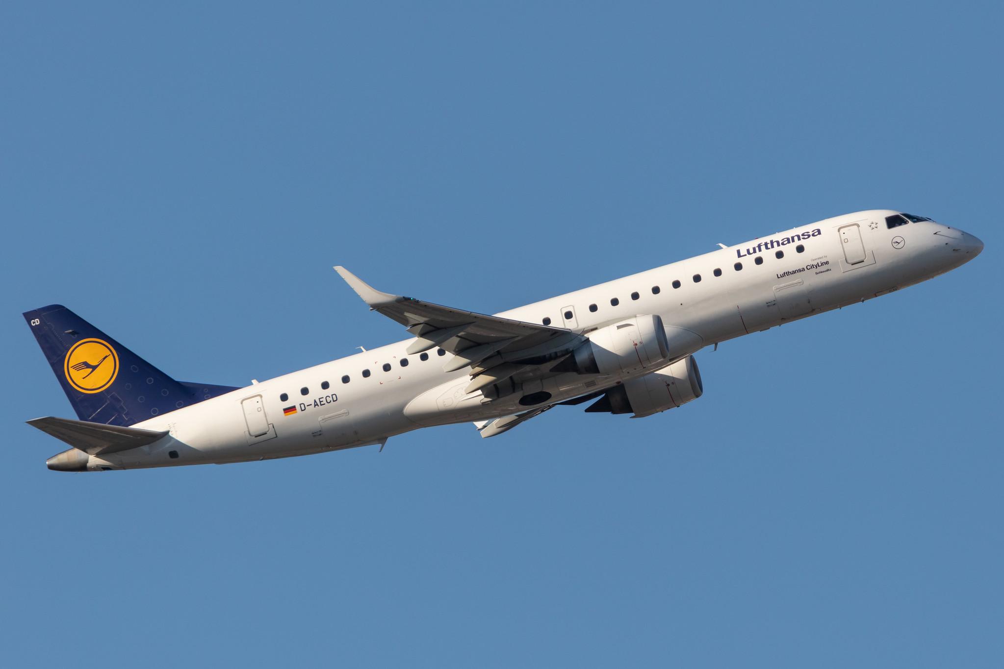 Frankfurt Airport: Lufthansa (LH / DLH) | Operator: Lufthansa CityLine |  Embraer E190LR E190 | D-AECD | MSN 19000337