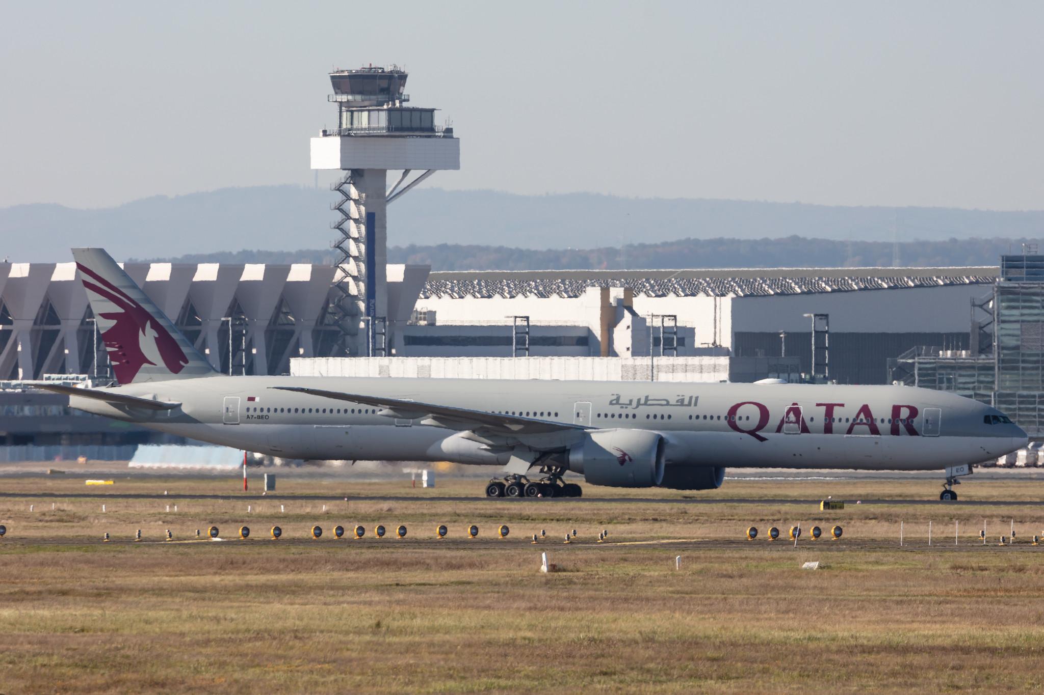 Frankfurt Airport: Qatar Airways (QR / QTR) |  Boeing 777-3DZ(ER) B77W | A7-BEO | MSN 64065