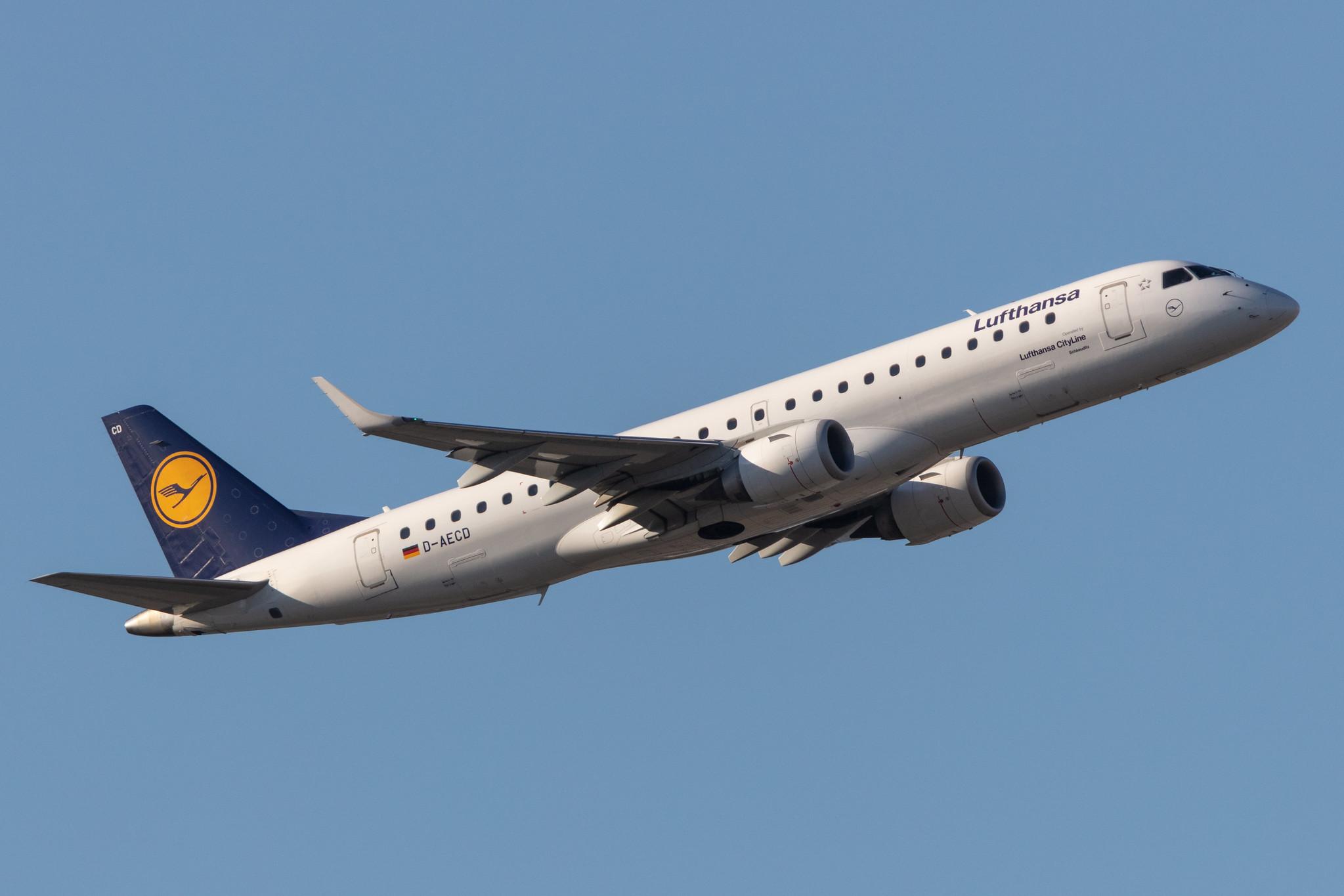 Frankfurt Airport: Lufthansa (LH / DLH) | Operator: Lufthansa CityLine |  Embraer E190LR E190 | D-AECD | MSN 19000337