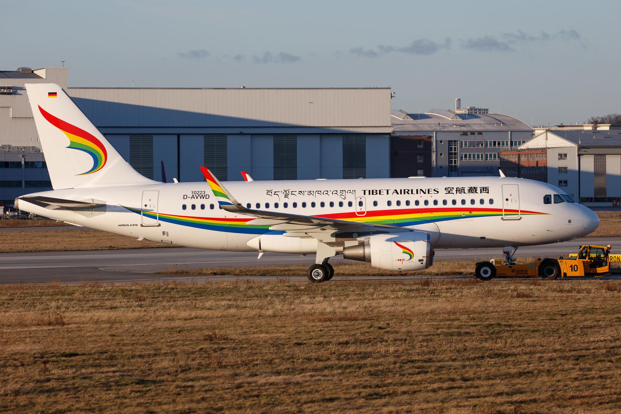 Hamburg Finkenwerder: Tibet Airlines  (TV / TBA) |  Airbus A319-115(WL) A319 | D-AVWD (B-322D) | MSN 10223