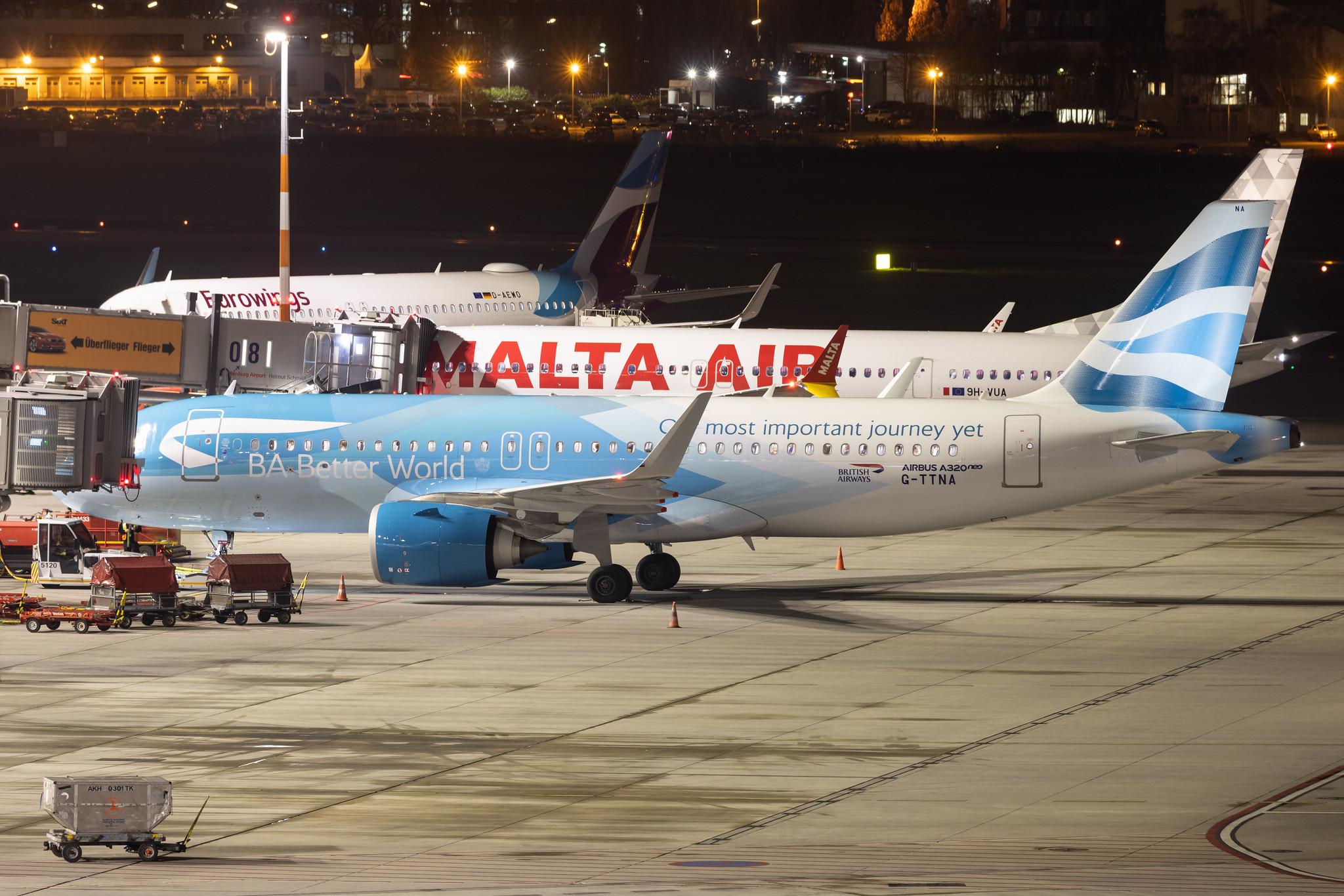 Hamburg Airport: British Airways (BA / BAW) |  Livery: BA Better World Livery |  Airbus A320-251N A20N | G-TTNA | MSN 8108