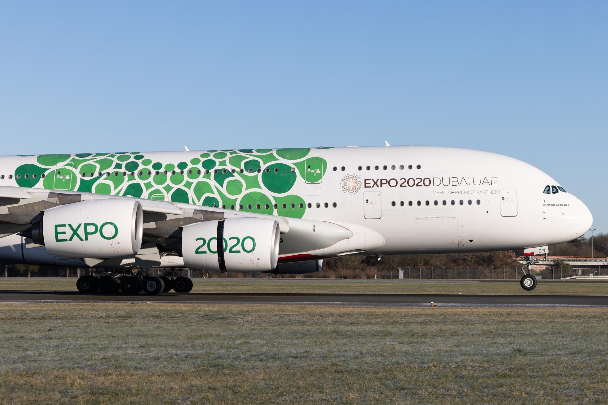 Hamburg Airport: Emirates (EK / UAE) |  Livery: Expo 2020 - Sustainability Livery |  Airbus A380-861 A388 | A6-EON | MSN 188