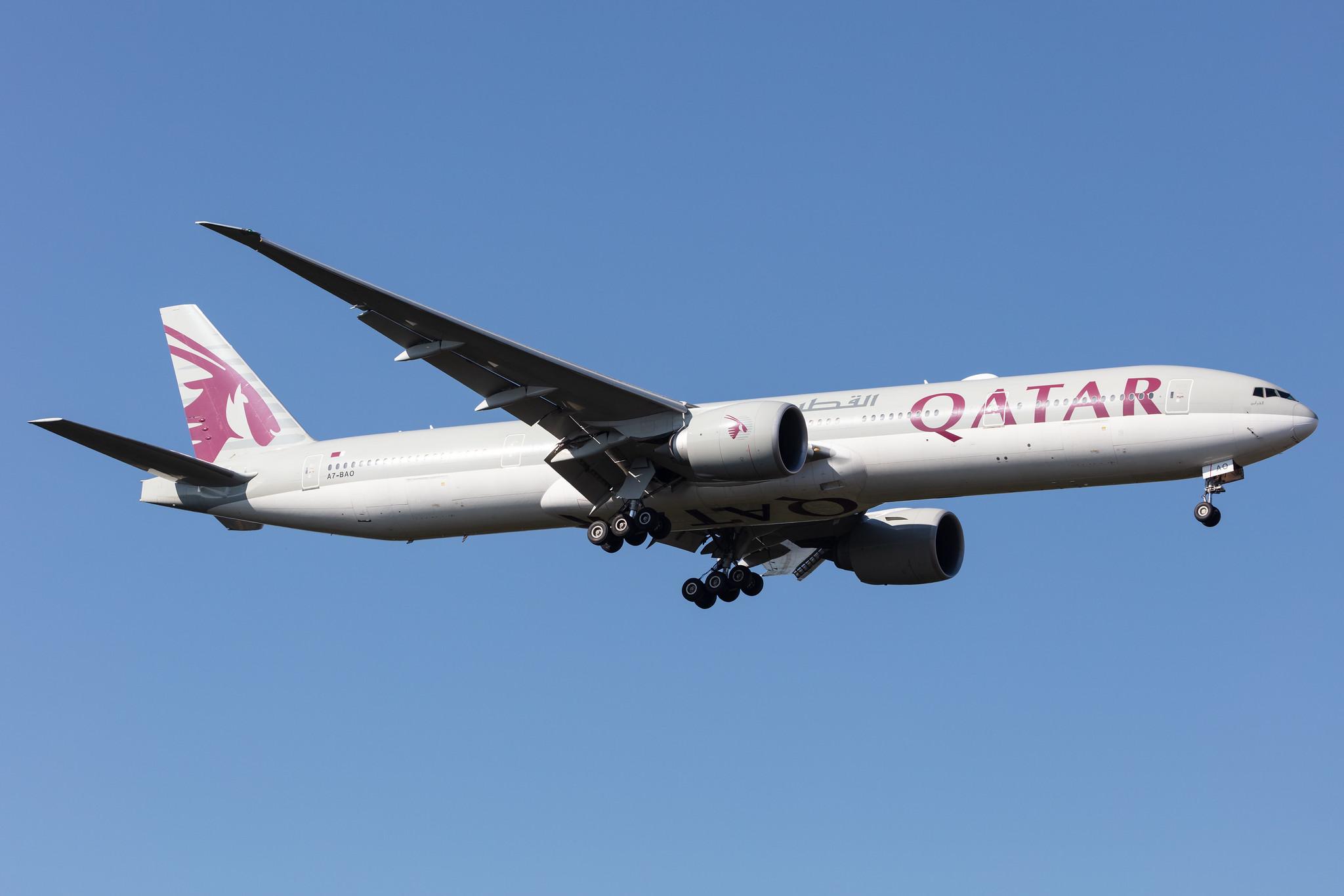 Frankfurt Airport: Qatar Airways (QR / QTR) |  Boeing 777-3DZ(ER) B77W | A7-BAO | MSN 36011