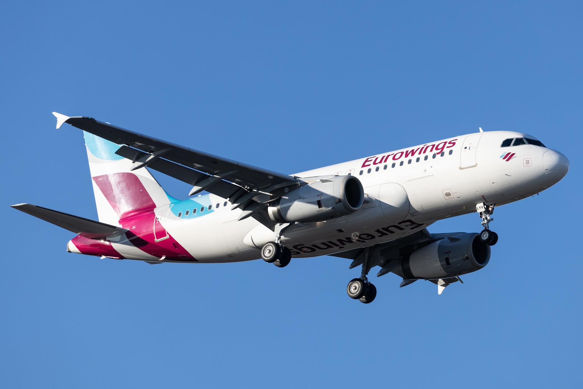 Hamburg Airport: Eurowings (EW / EWG) | Operator: Eurowings Europe |  Airbus A319-132 A319 | OE-LYV | MSN 5043
