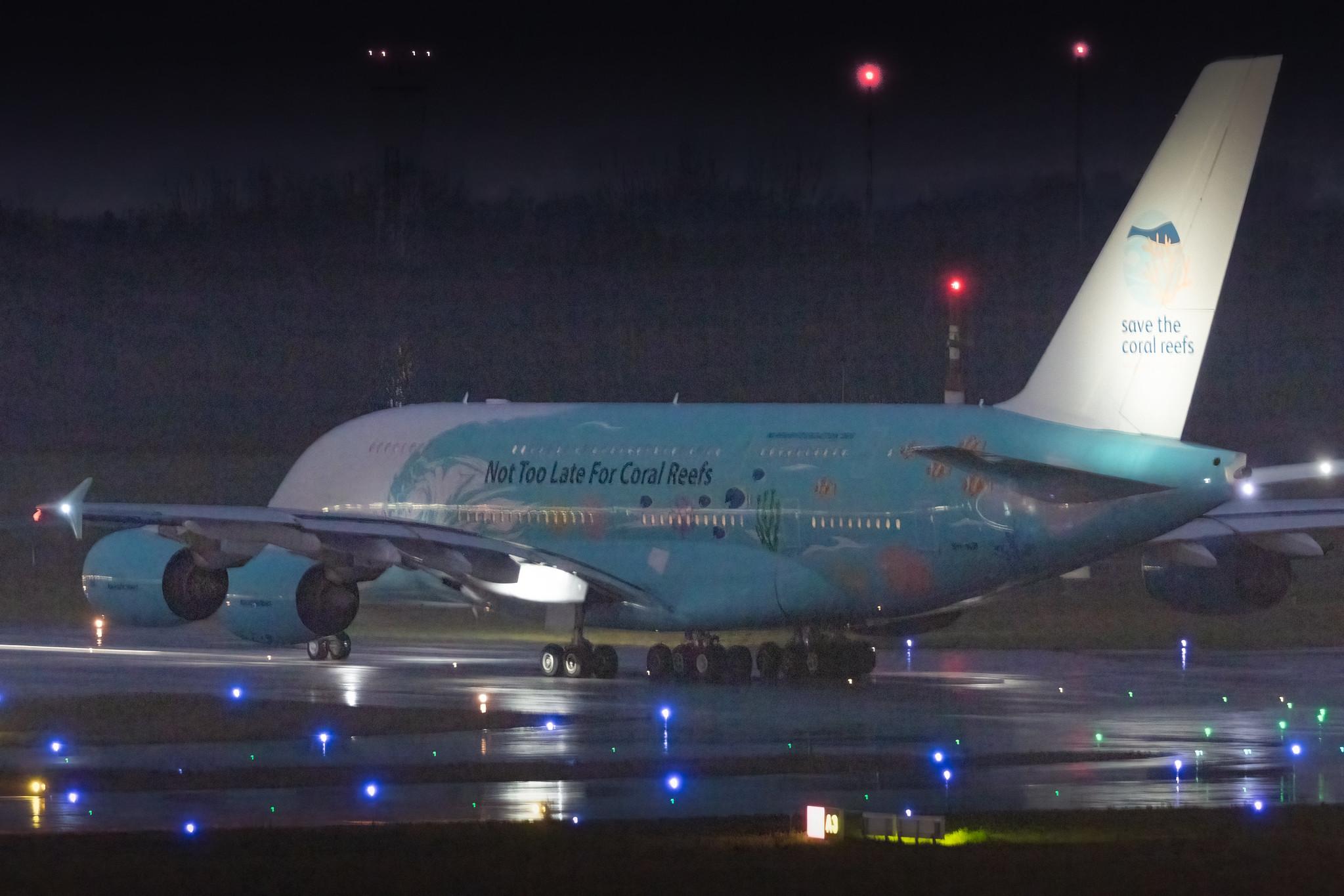 Hamburg Airport: Hi Fly (5K / HFY) |  Livery: Save the Coral Reefs Livery | Operator: Hi Fly Malta |  Airbus A380-841 A388 | 9H-MIP | MSN 006