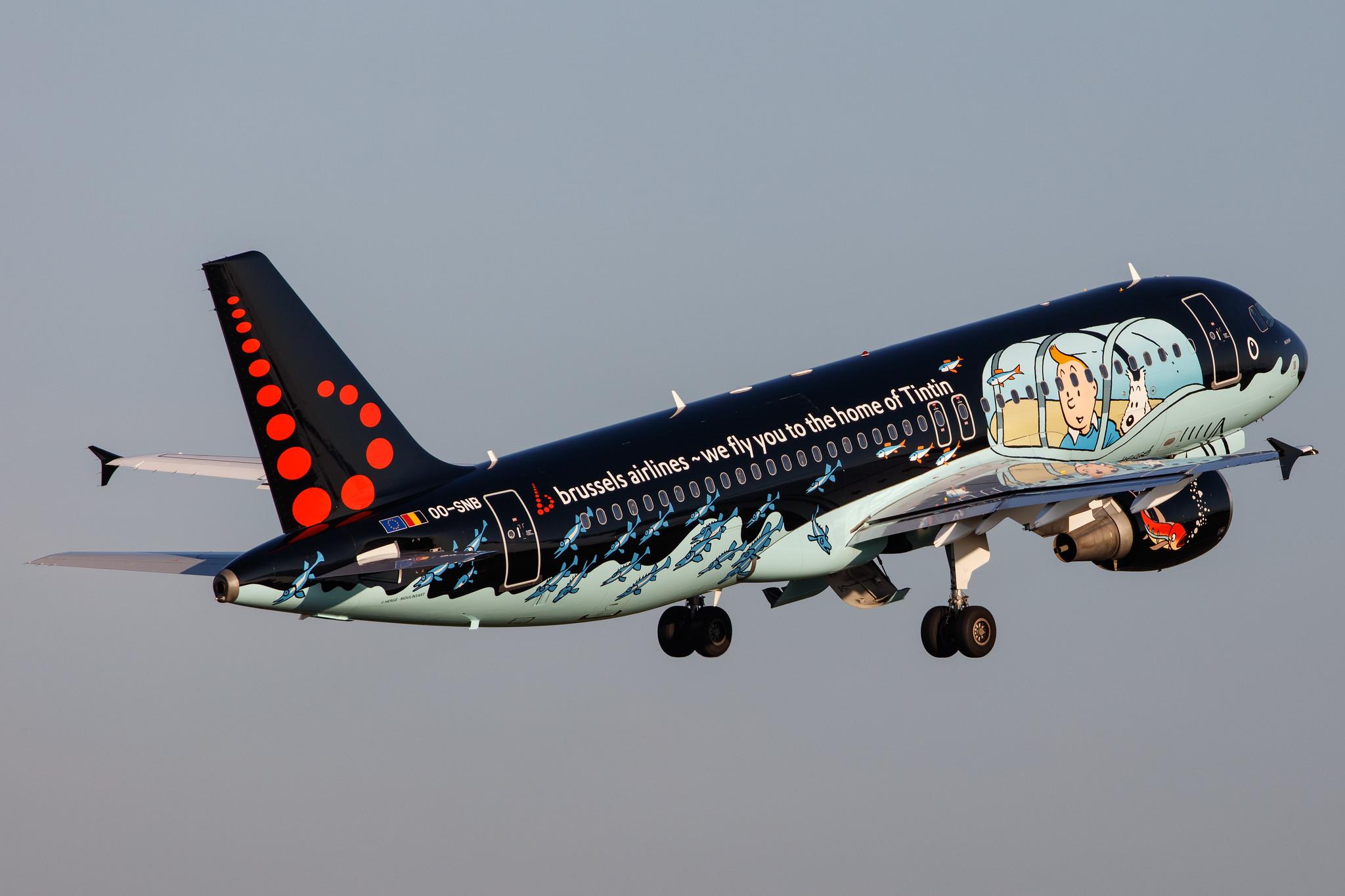 Hamburg Airport: Brussels Airlines (SN / BEL) |  Livery: Tintin comics Livery |  Airbus A320-214 A320 | OO-SNB | MSN 1493