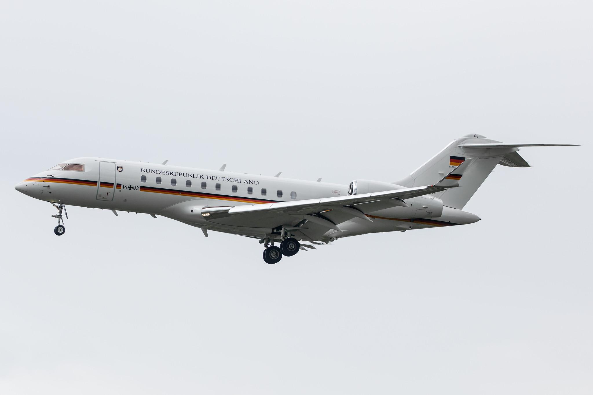 Hamburg Airport: German Air Force (/ GAF) | Bombardier BD-700-1A11 Global 5000 GLEX | 14+03 | MSN 9411