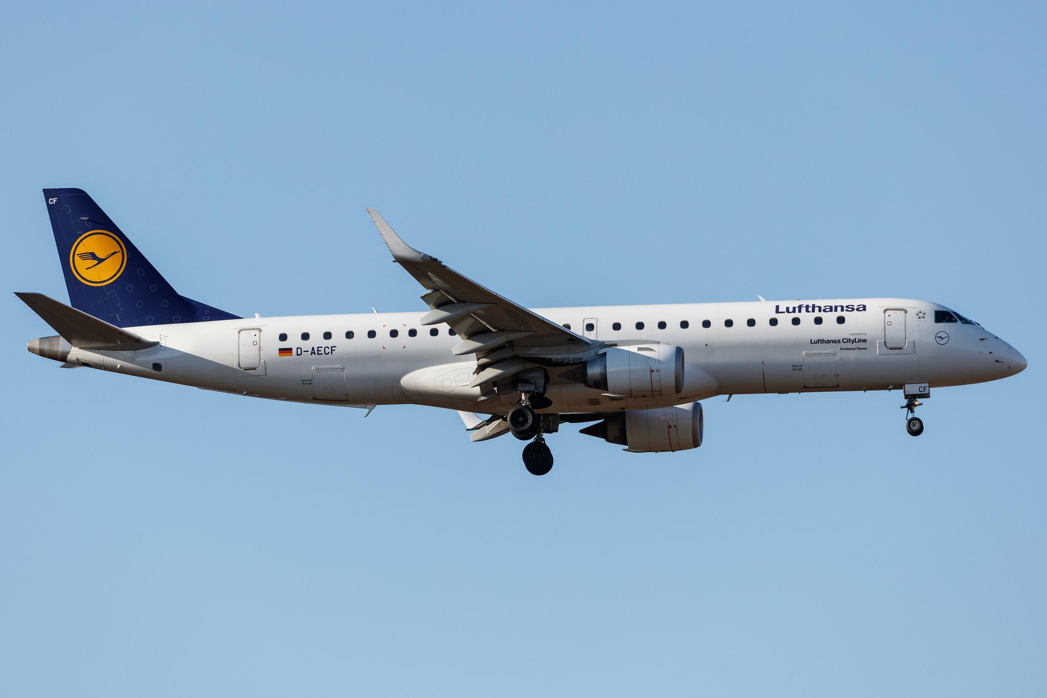 Frankfurt Airport: Lufthansa (LH / DLH) | Operator: Lufthansa CityLine |  Embraer E190LR E190 | D-AECF | MSN 19000359