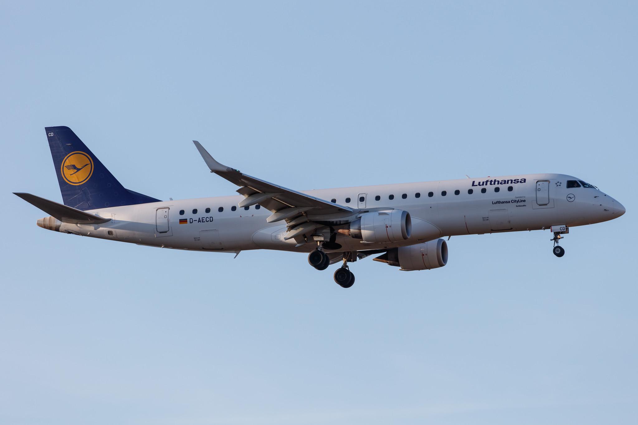 Frankfurt Airport: Lufthansa (LH / DLH) | Operator: Lufthansa CityLine |  Embraer E190LR E190 | D-AECD | MSN 19000337