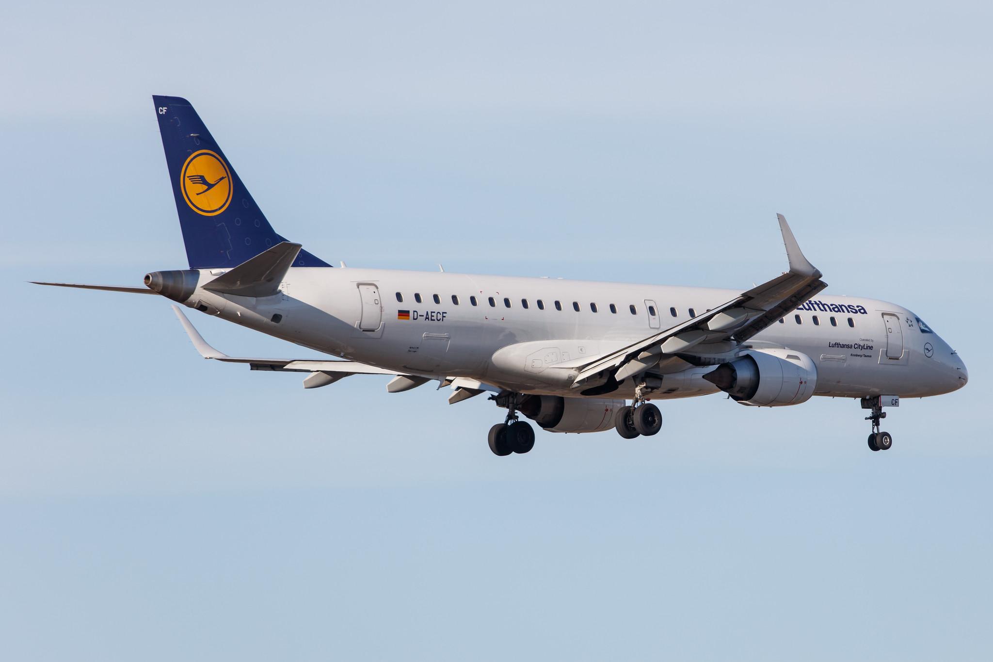 Frankfurt Airport: Lufthansa (LH / DLH) | Operator: Lufthansa CityLine |  Embraer E190LR E190 | D-AECF | MSN 19000359