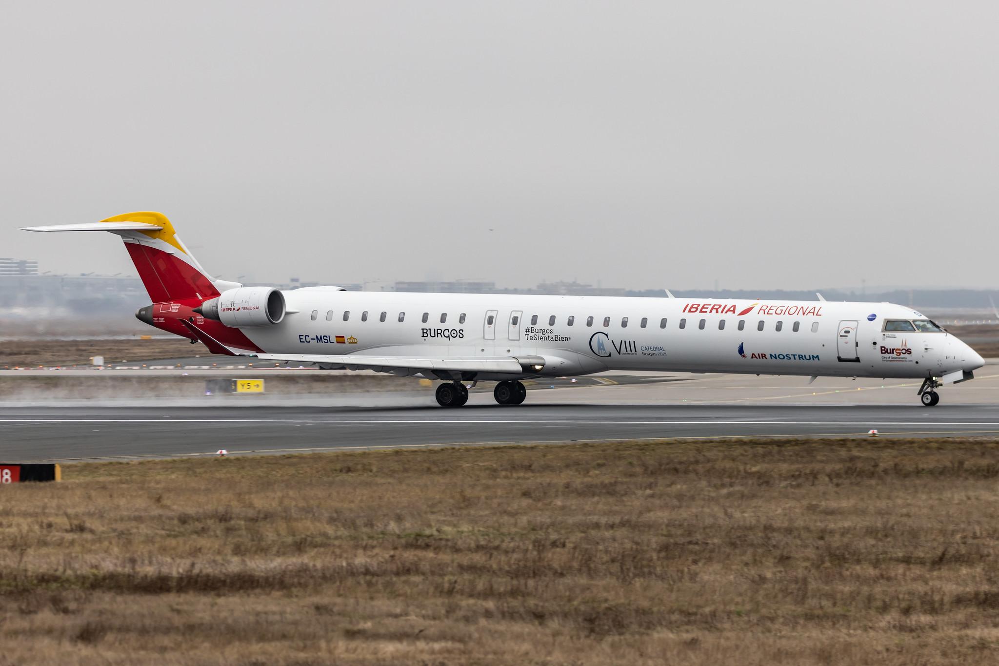 Frankfurt Airport: Iberia Regional (IB / IBE) | Operator: Air Nostrum |  Mitsubishi CRJ-1000 CRJX | EC-MSL | MSN 19058
