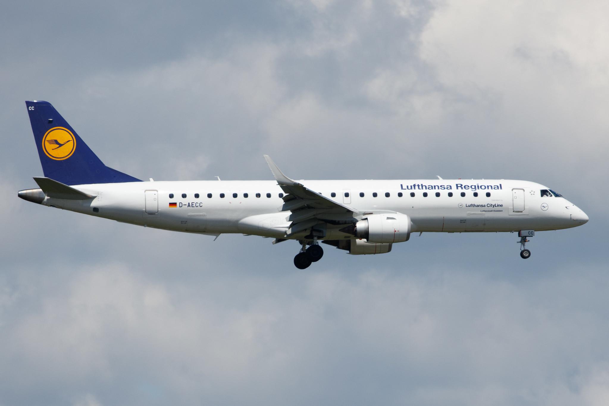 Frankfurt Airport: Lufthansa (LH / DLH) | Operator: Lufthansa CityLine |  Embraer E190LR E190 | D-AECC | MSN 19000333