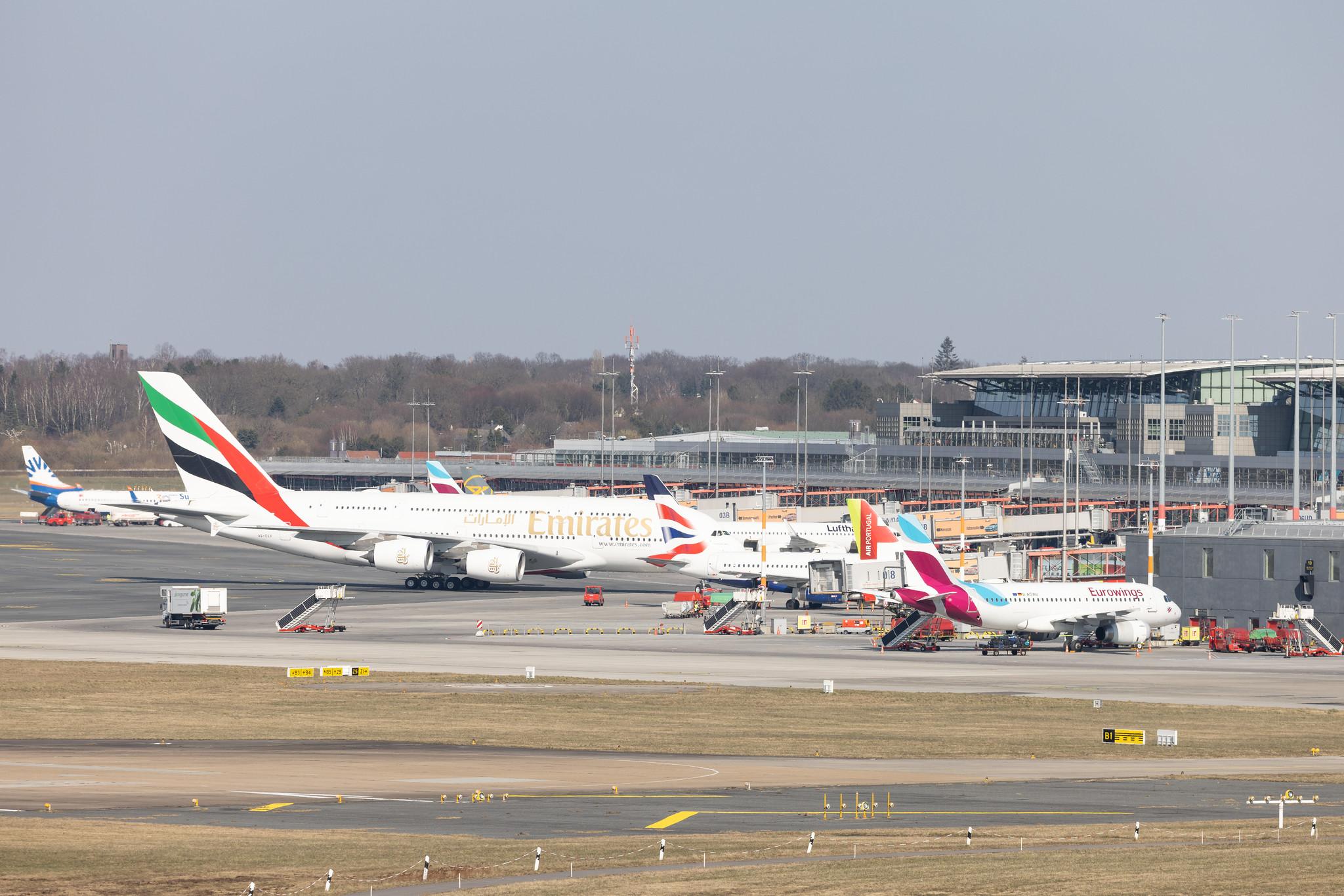 Hamburg Airport: Emirates (EK / UAE) |  Airbus A380-861 A388 | A6-EEV | MSN 150