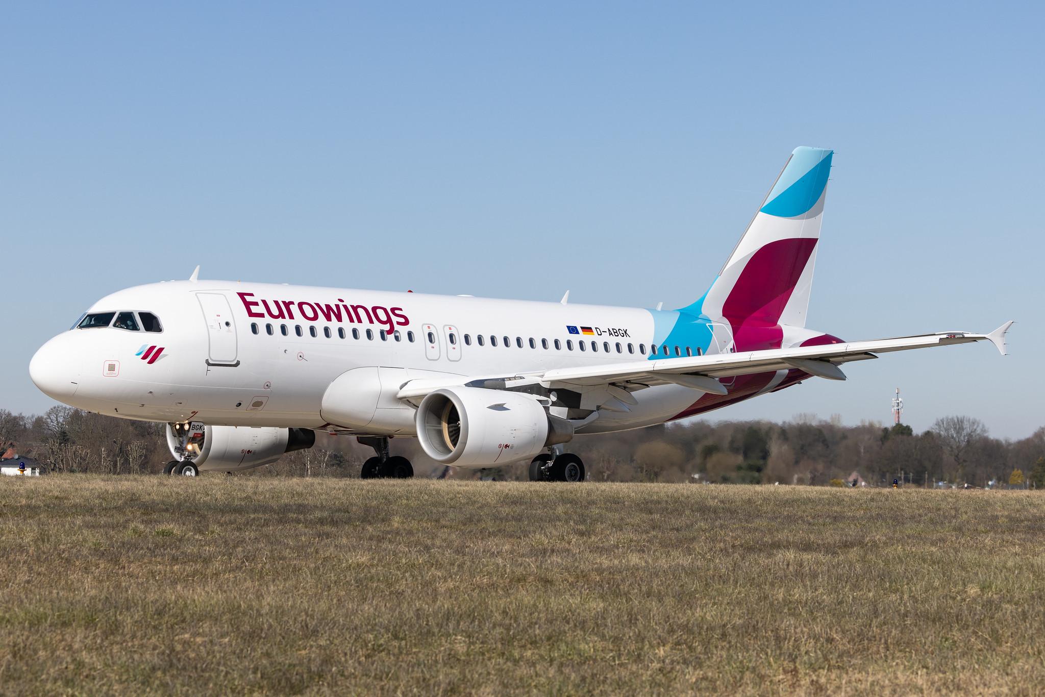 Hamburg Airport: Eurowings (EW / EWG) |  Airbus A319-112 A319 | D-ABGK | MSN 3447