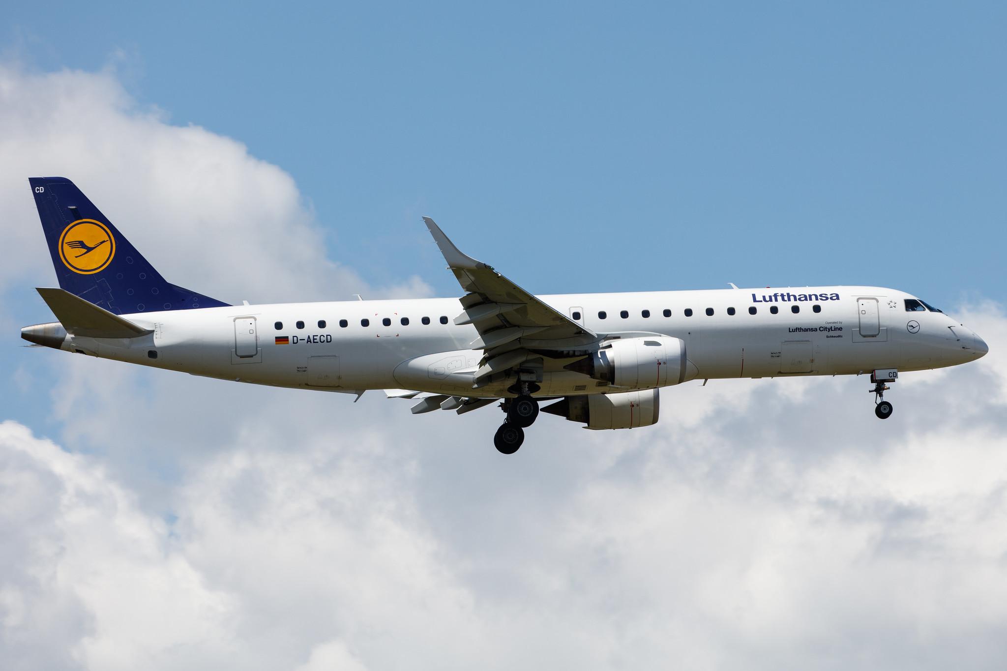 Frankfurt Airport: Lufthansa (LH / DLH) | Operator: Lufthansa CityLine |  Embraer E190LR E190 | D-AECD | MSN 19000337