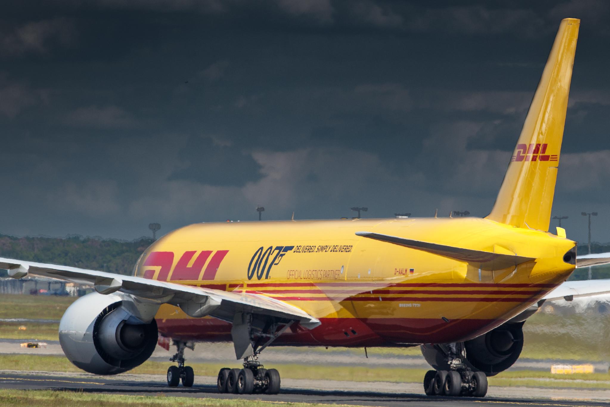 Frankfurt Airport: DHL (D0 / DHK) | Operator: AeroLogic | Livery: 007 Delivered. Simply Delivered. | Boeing 777-F B77L | D-AALM | MSN 66082