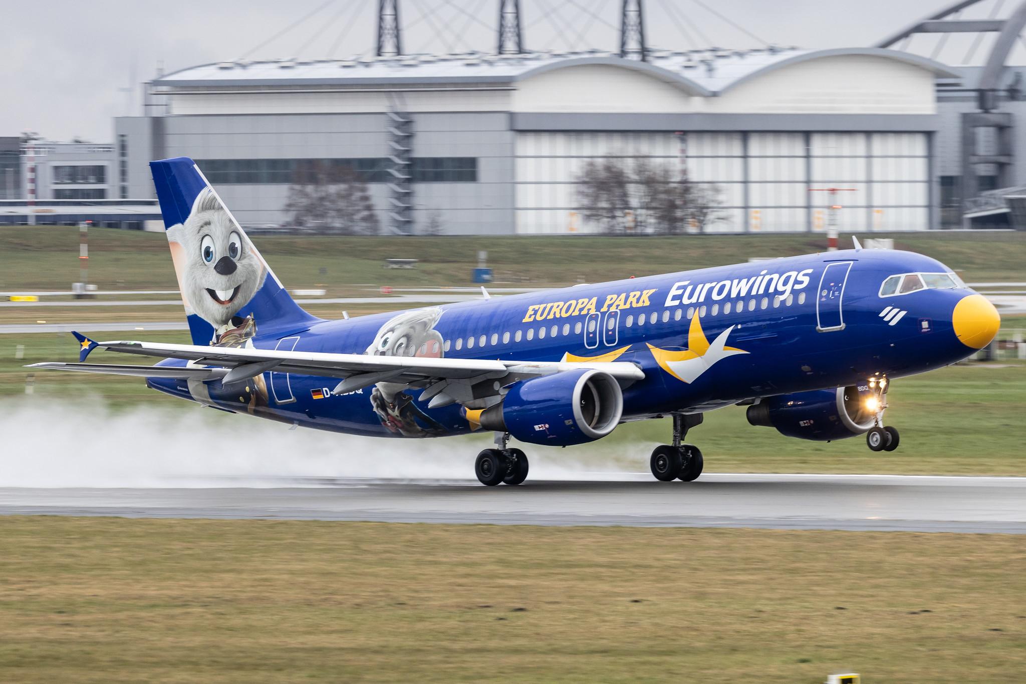 Hamburg Airport: Eurowings (EW / EWG) |  Livery: Europa Park Livery |  Airbus A320-214 A320 | D-ABDQ | MSN 3121