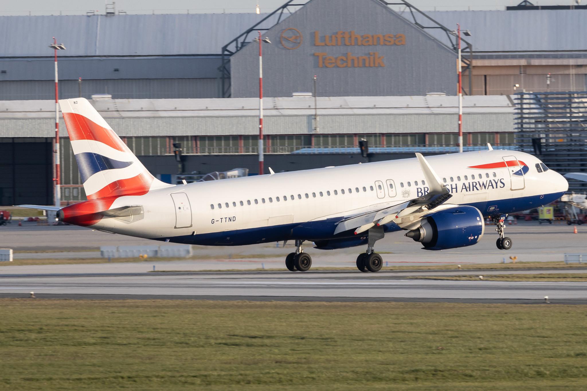 Hamburg Airport: British Airways (BA / BAW) |  Airbus A320-251N A20N | G-TTND | MSN 8308