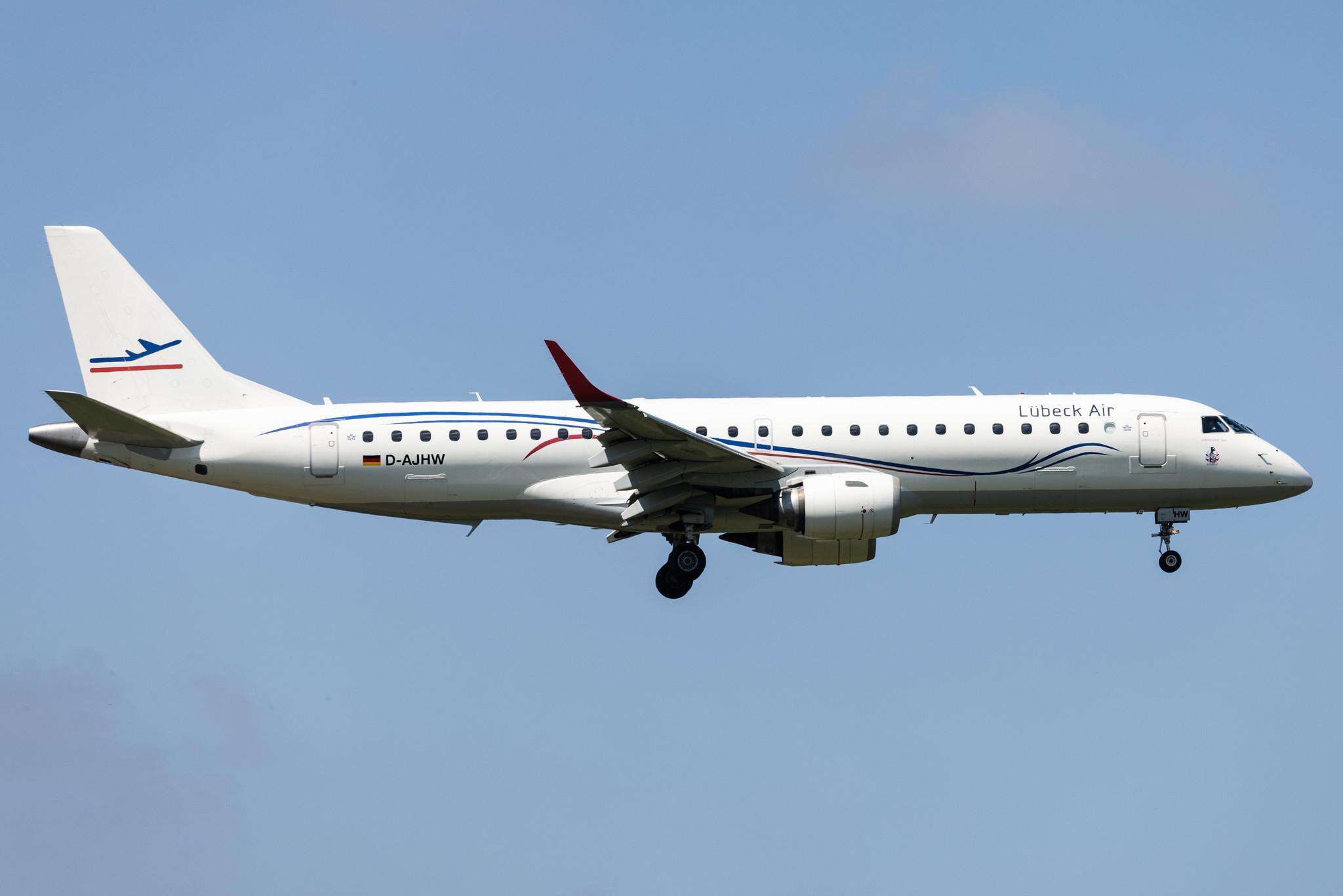 Flughafen Lübeck: Lubeck Air (6I / MMD) | Operator: German Airways |  Embraer E190LR E190 | D-AJHW | MSN 19000061