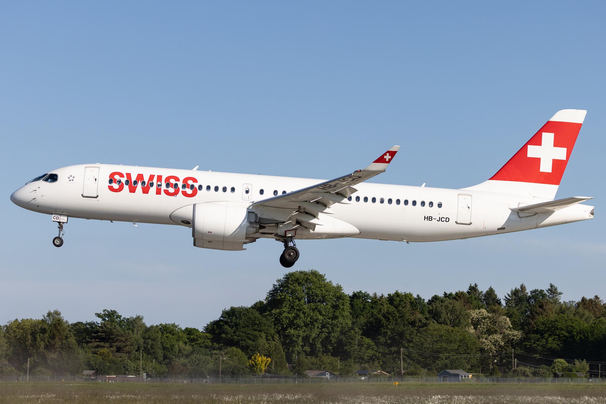 Hamburg Airport: Swiss (LX / SWR) |  Airbus A220-300 BCS3 | HB-JCD | MSN 55013