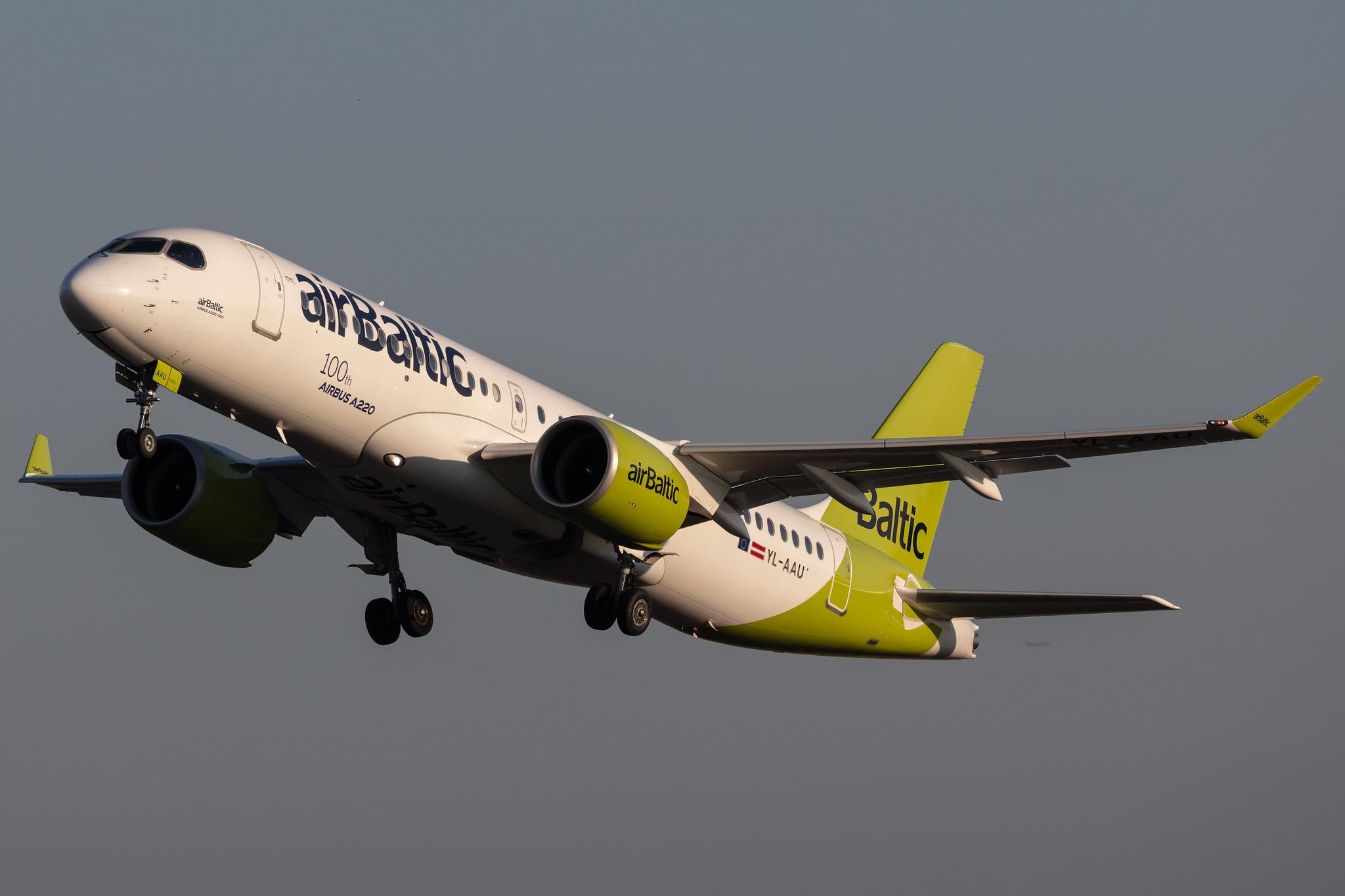 Amsterdam Schiphol: Air Baltic (BT / BTI) |  Airbus A220-300 BCS3 | YL-AAU | MSN 55064