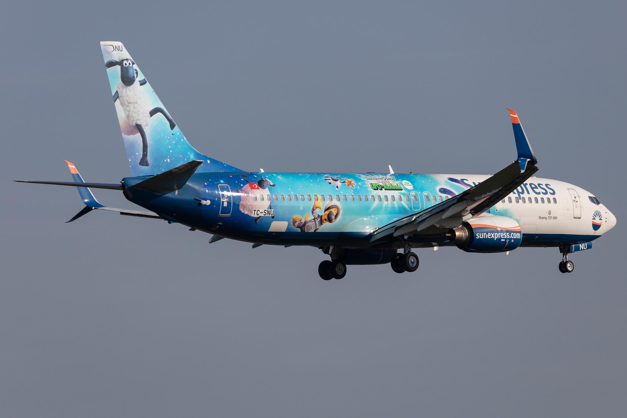 Amsterdam Schiphol: SunExpress (XQ / SXS) |  Livery: Shaun das Schaf - UFO-Alarm Livery |  Boeing 737-8HC B738 | TC-SNU | MSN 40756