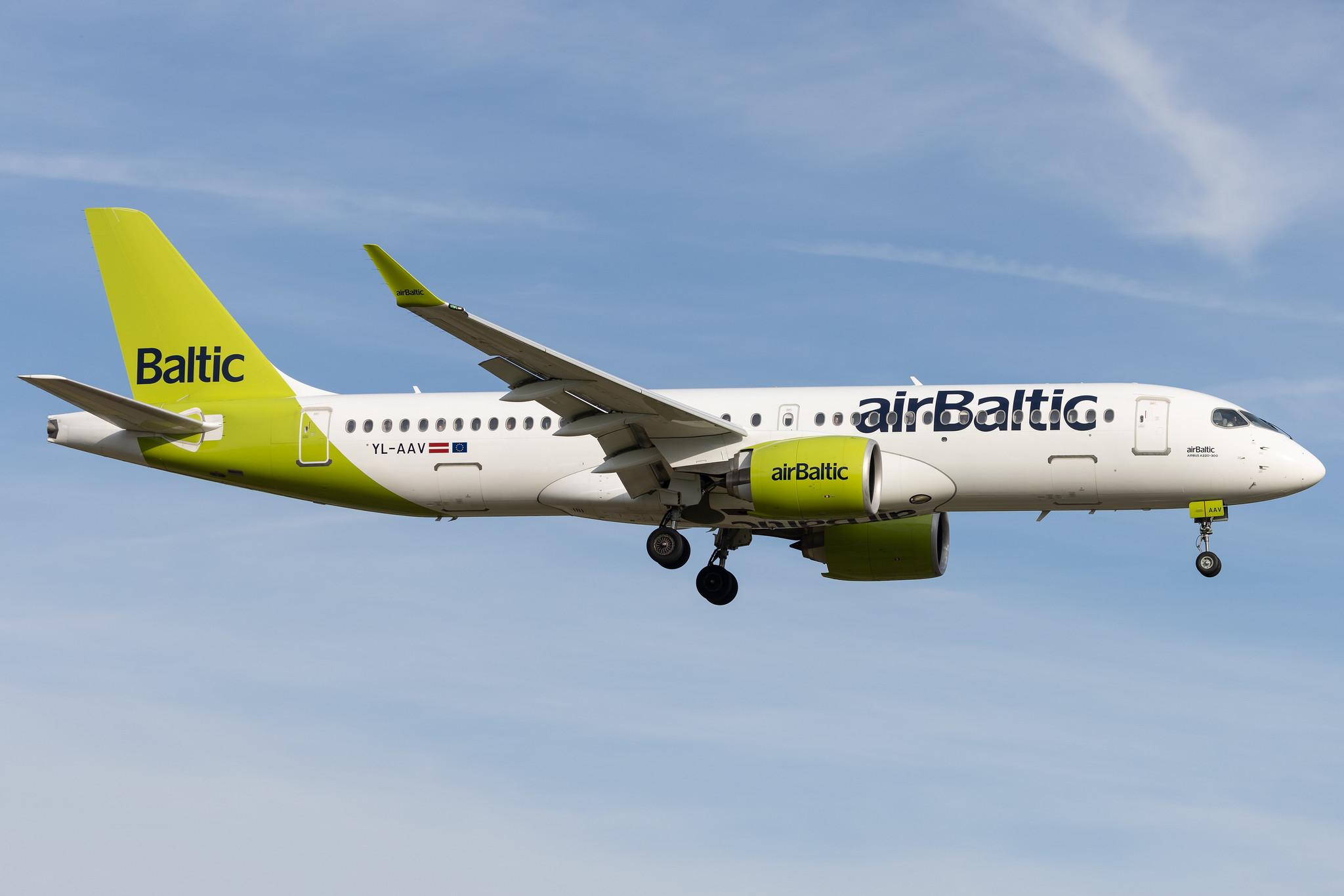 Hamburg Airport: Air Baltic (BT / BTI) |  Airbus A220-300 BCS3 | YL-AAV | MSN 55071