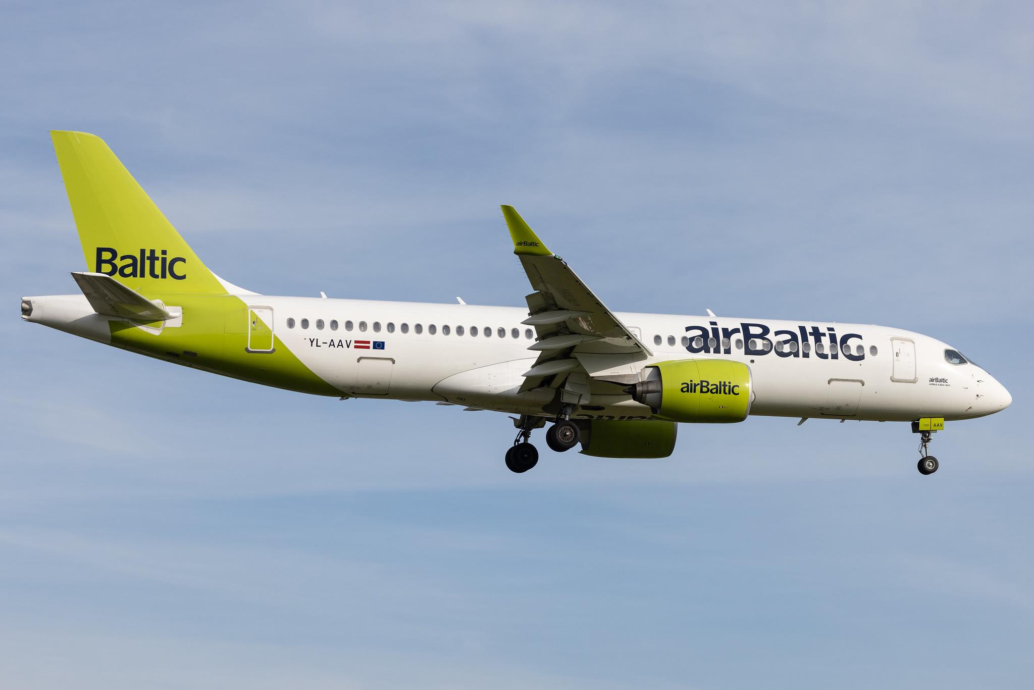 Hamburg Airport: Air Baltic (BT / BTI) |  Airbus A220-300 BCS3 | YL-AAV | MSN 55071