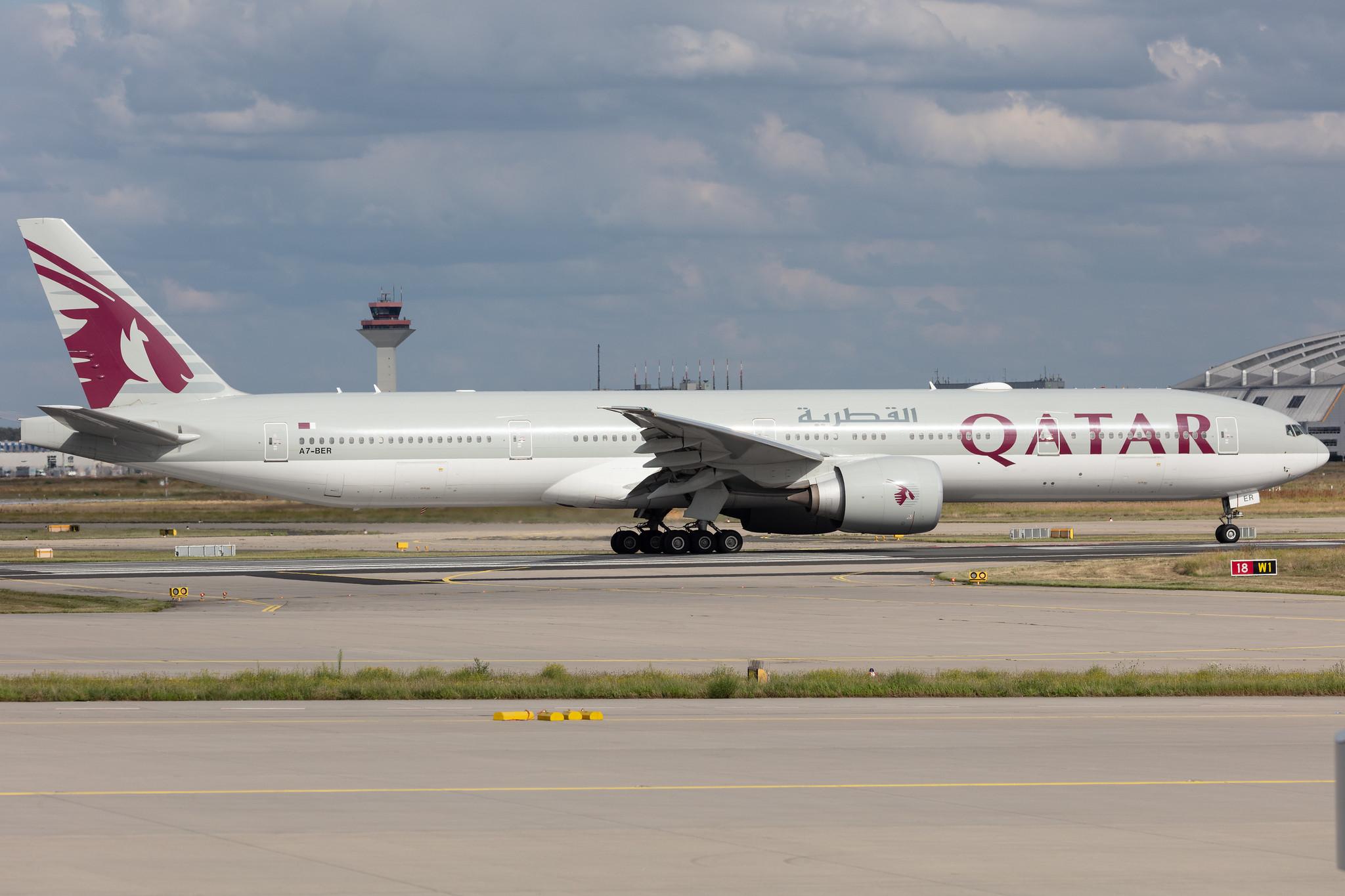Frankfurt Airport: Qatar Airways (QR / QTR) |  Boeing 777-3DZ(ER) B77W | A7-BER | MSN 64086