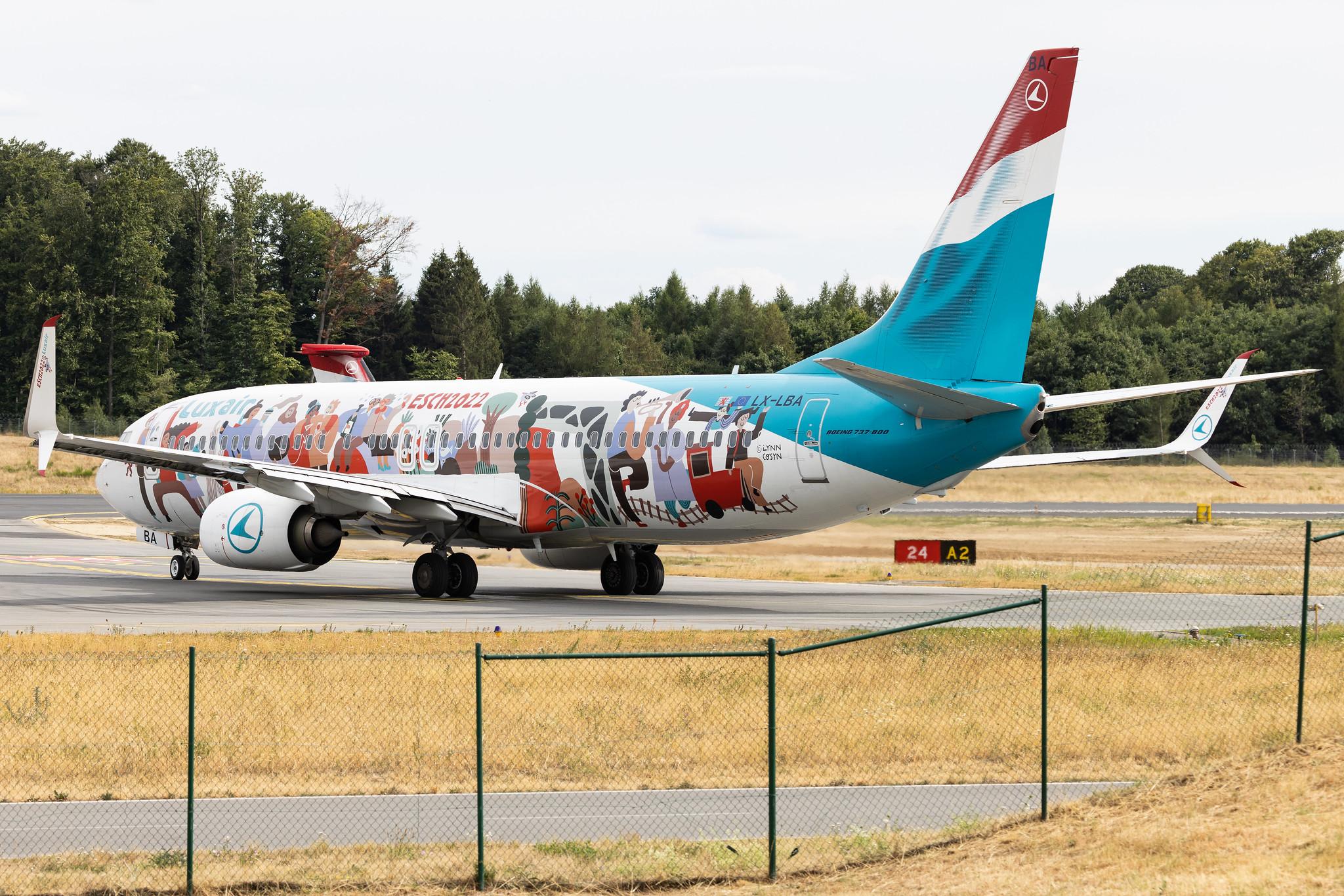 Luxembourg Findel Airport: Luxair (LG / LGL) |  Livery: Esch2022 Livery |  Boeing 737-8C9 B738 | LX-LBA | MSN 43537