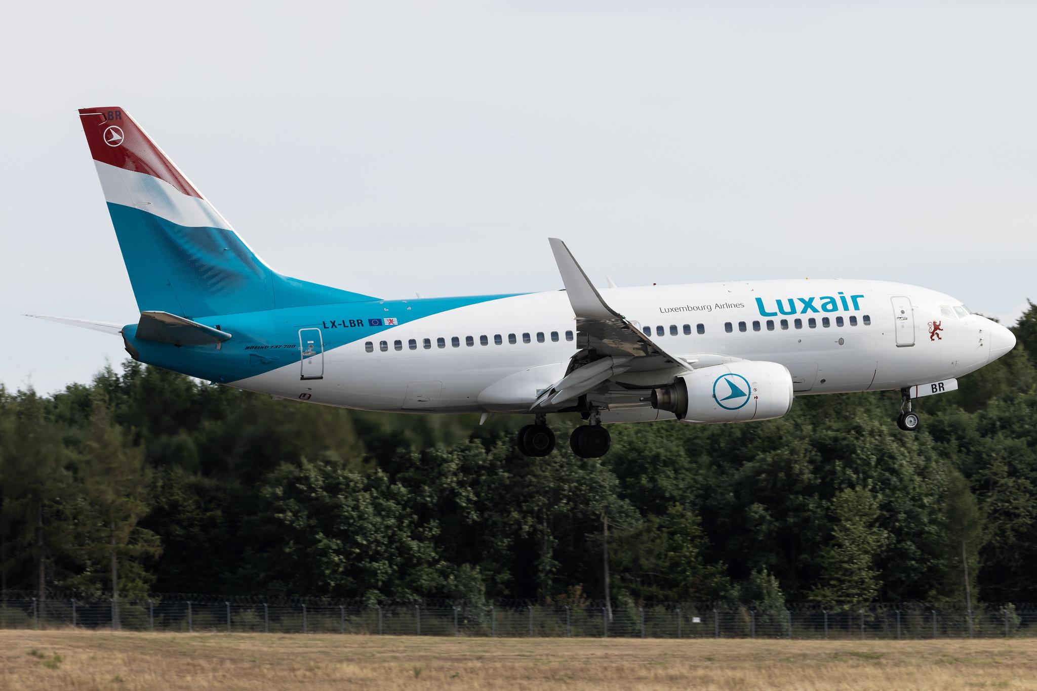 Luxembourg Findel Airport: Luxair (LG / LGL) |  Boeing 737-7K2 B737 | LX-LBR | MSN 30366