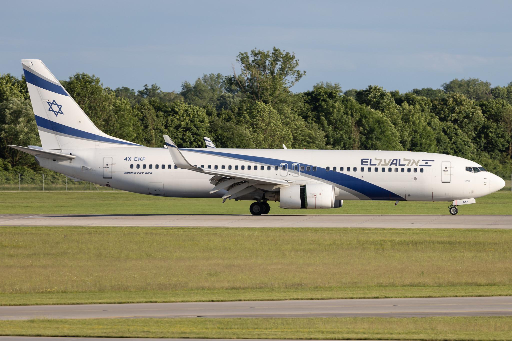 Munich Airport: El Al Israel Airlines (LY / ELY) | Operator: El Al | Boeing 737-8HX B738 | 4X-EKF | MSN 29638