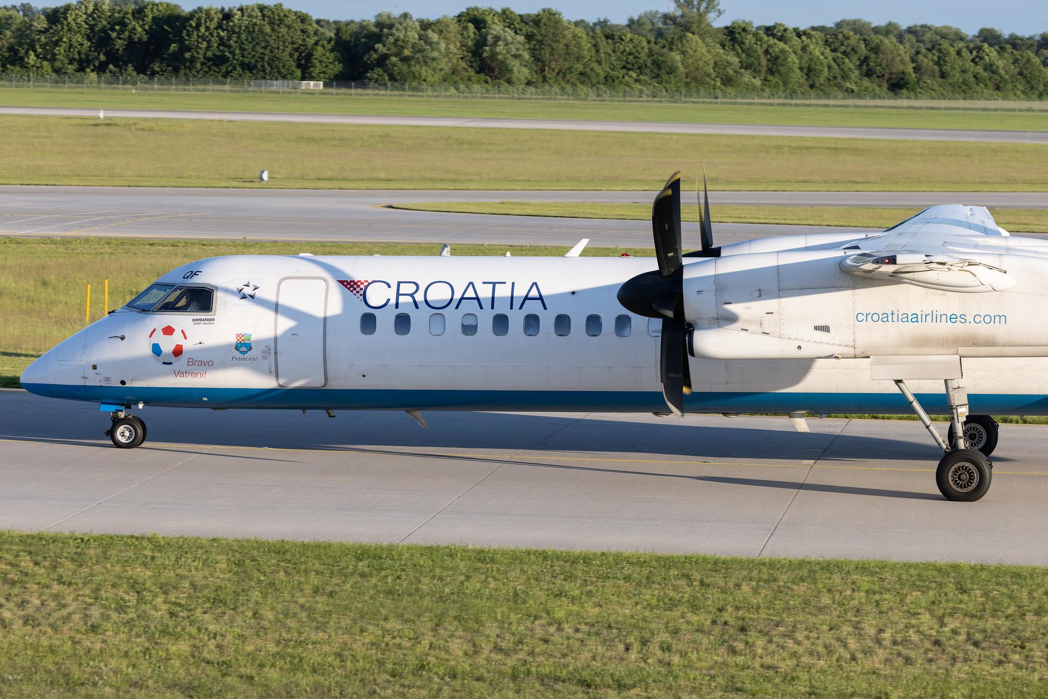 Munich Airport: Croatia Airlines (OU / CTN) | De Havilland Canada Dash 8-400 DH8D | 9A-CQF | MSN 4301