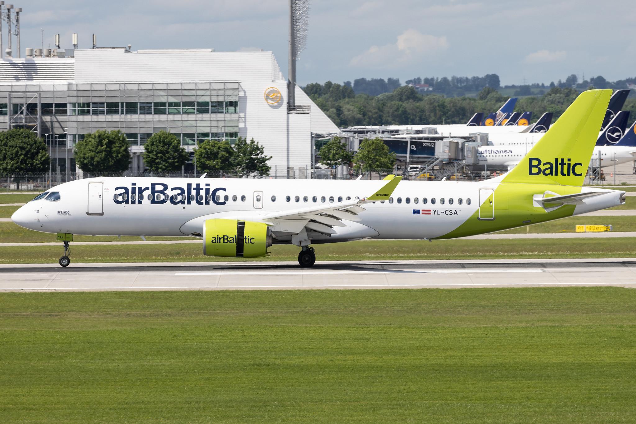 Munich Airport: Air Baltic (BT / BTI) | Airbus A220-300 BCS3 | YL-CSA | MSN 55003