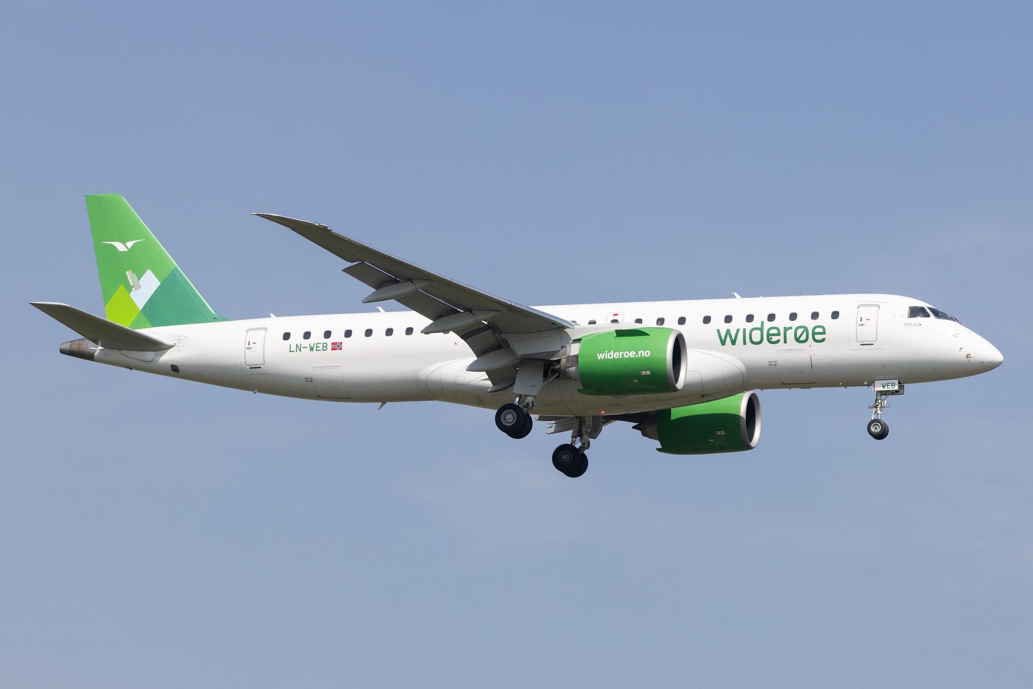 London Heathrow: Wideroe (WF / WIF) |  Embraer E190-E2 E290 | LN-WEB | MSN 19020010