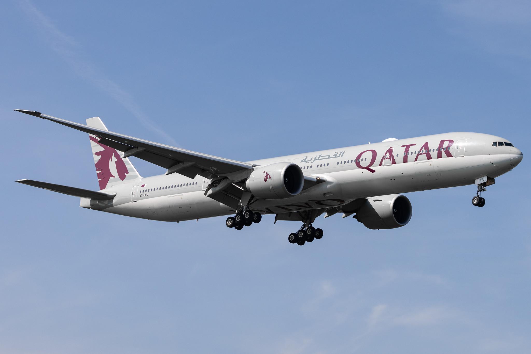 London Heathrow: Qatar Airways (QR / QTR) |  Boeing 777-3DZ(ER) B77W | A7-BEU | MSN 65302